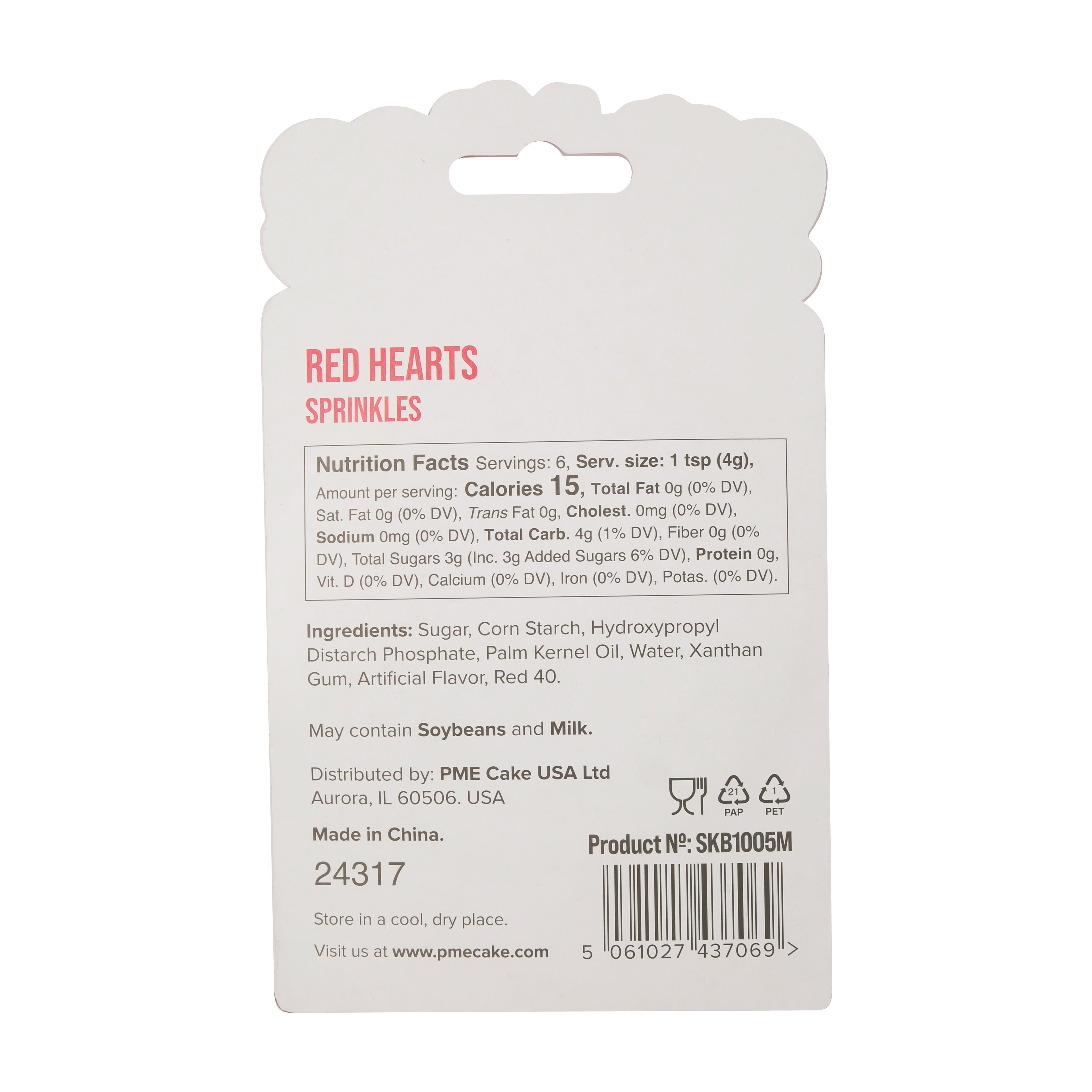 PME Cake Sweet Street&#x2122; Red Hearts Sprinkles