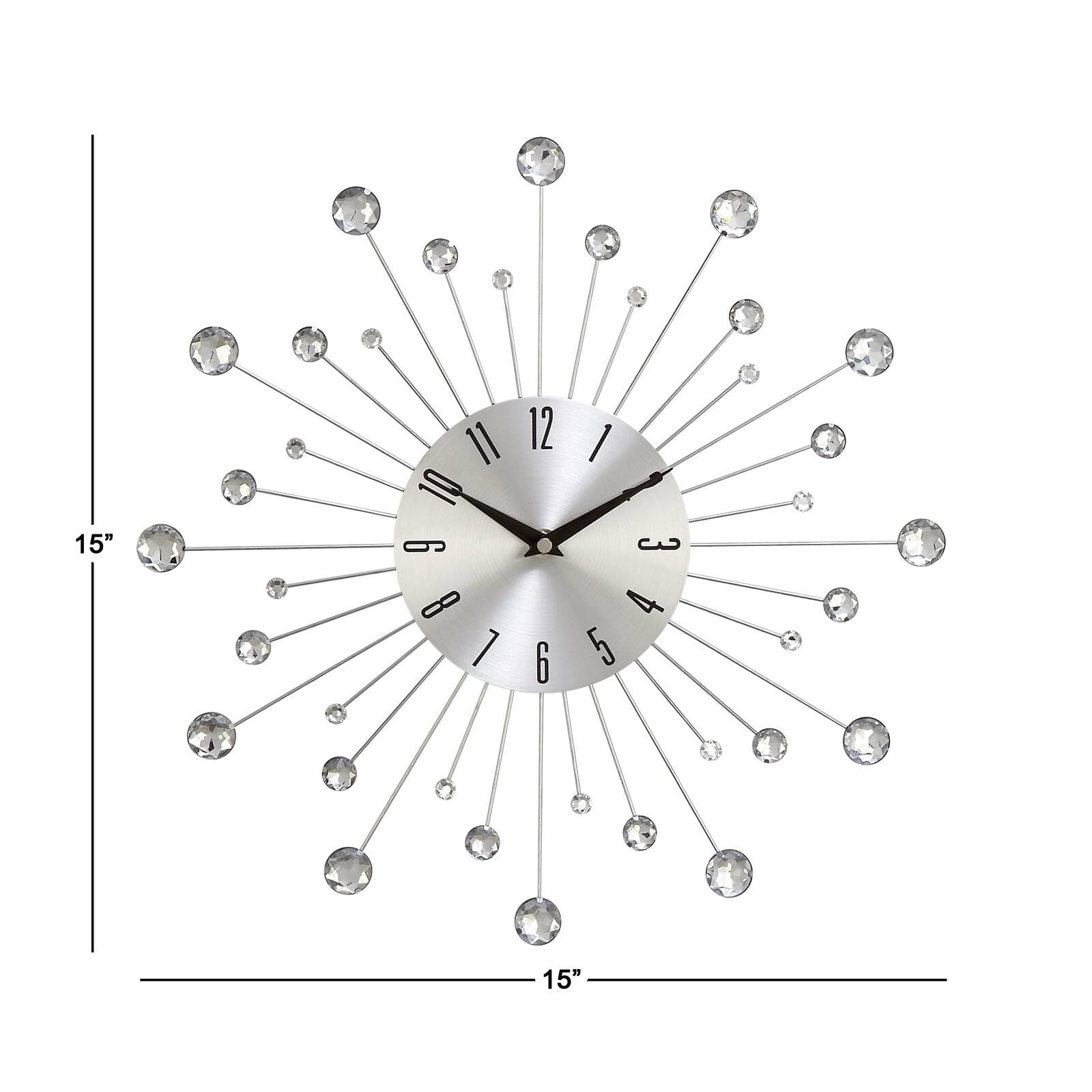 Silver Glam Metal Wall Clock