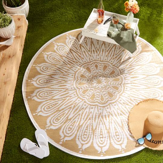 DII® Round Sunflower Outdoor Rug, 5ft. | Rugs & Mats | Michaels