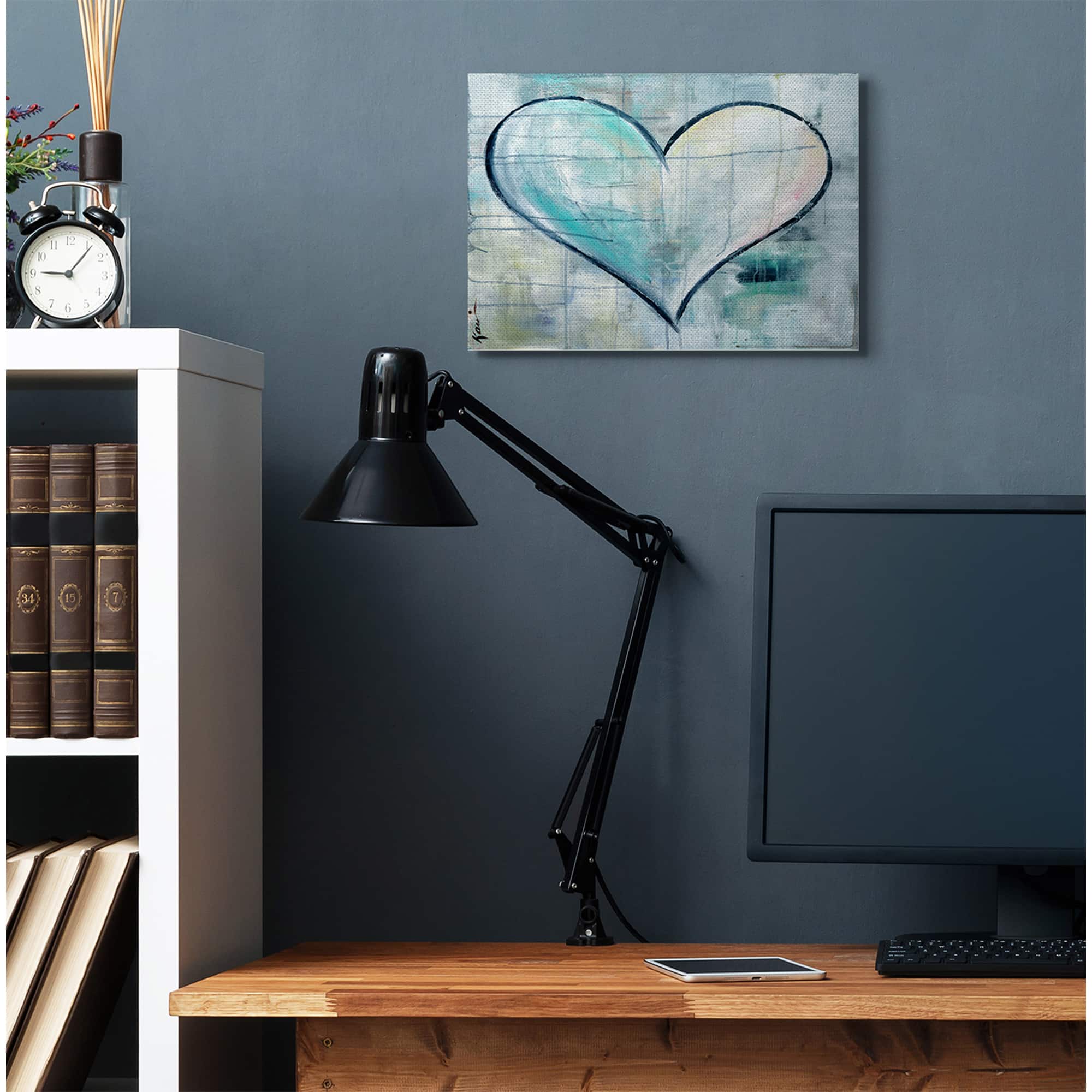 Stupell Industries Blue &#x26; White Graffiti Heart Painting Canvas Wall Art