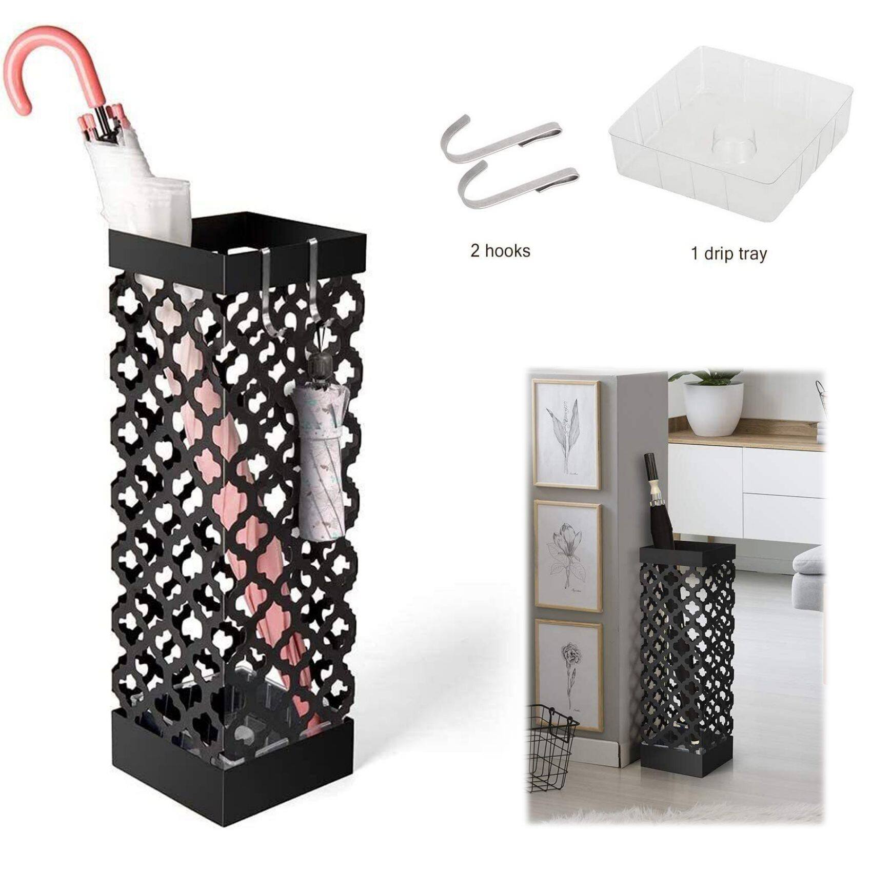 NEX&#x2122; Black Metal Umbrella Stand Rack