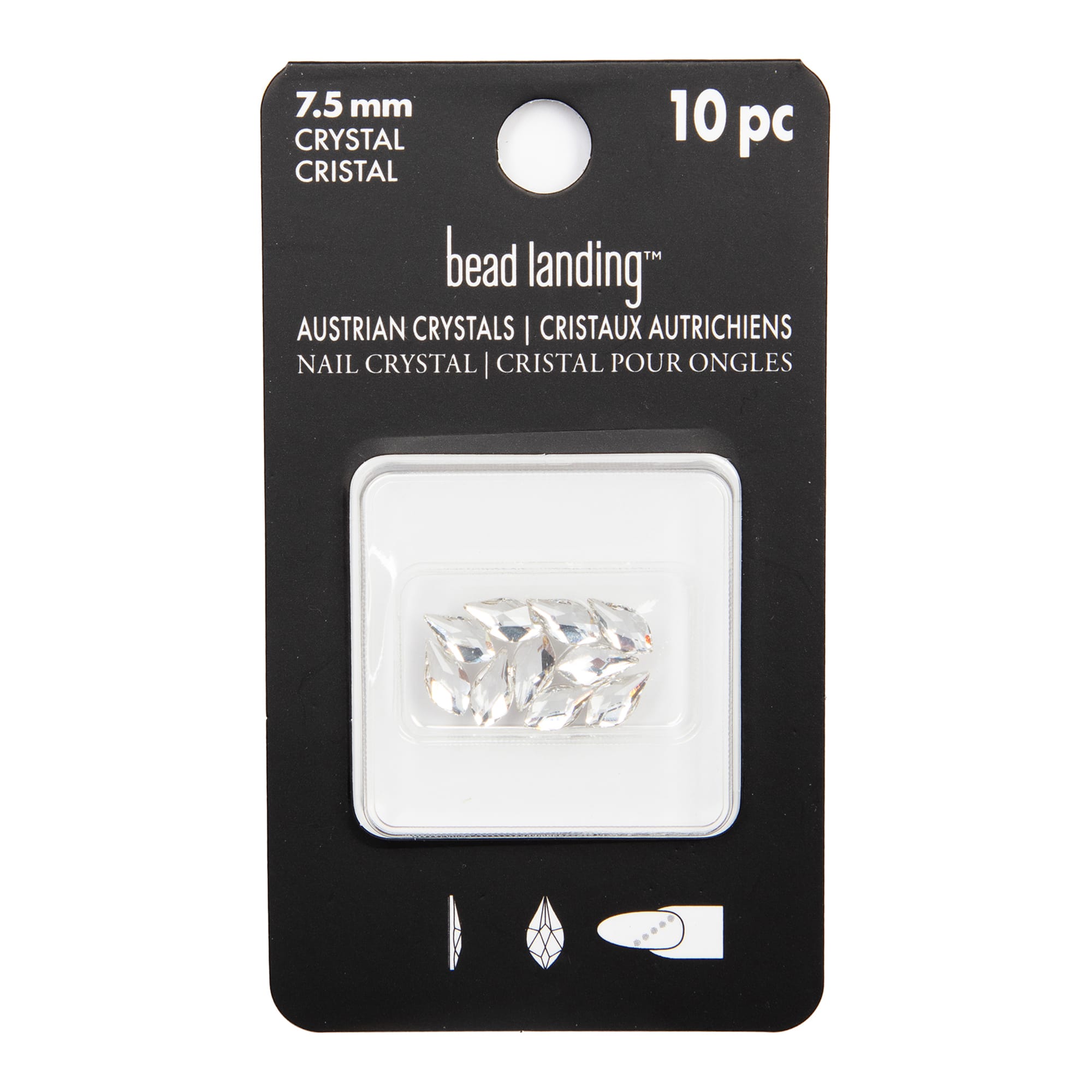 Cristaux autrichiens à coller en forme de flamme, cristal 7,5 mm de Bead Landing, 10 unités