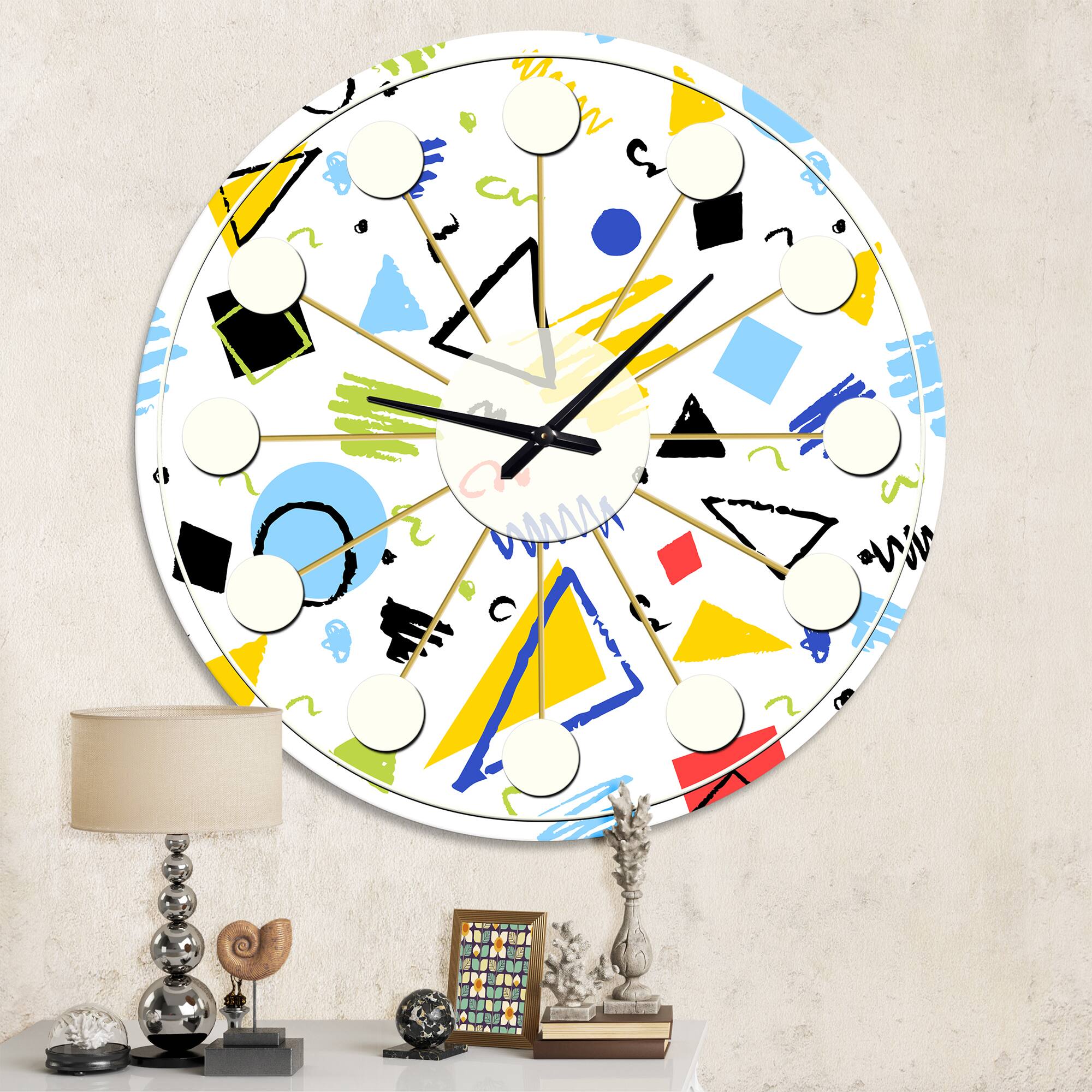 Designart Geometric Retro Design III Mid-Century Modern Wall Clock