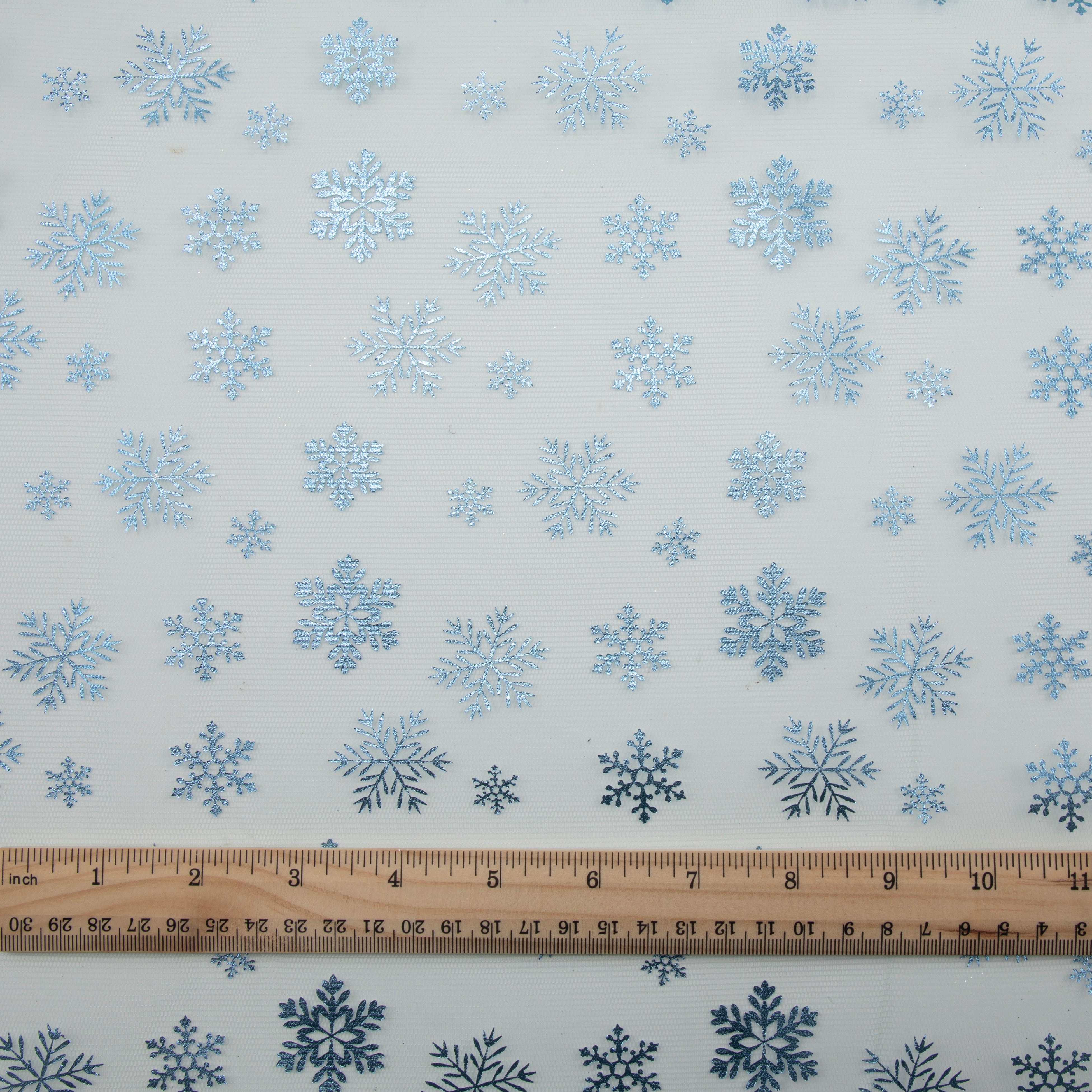 Blue Snowflakes on Blue Mesh