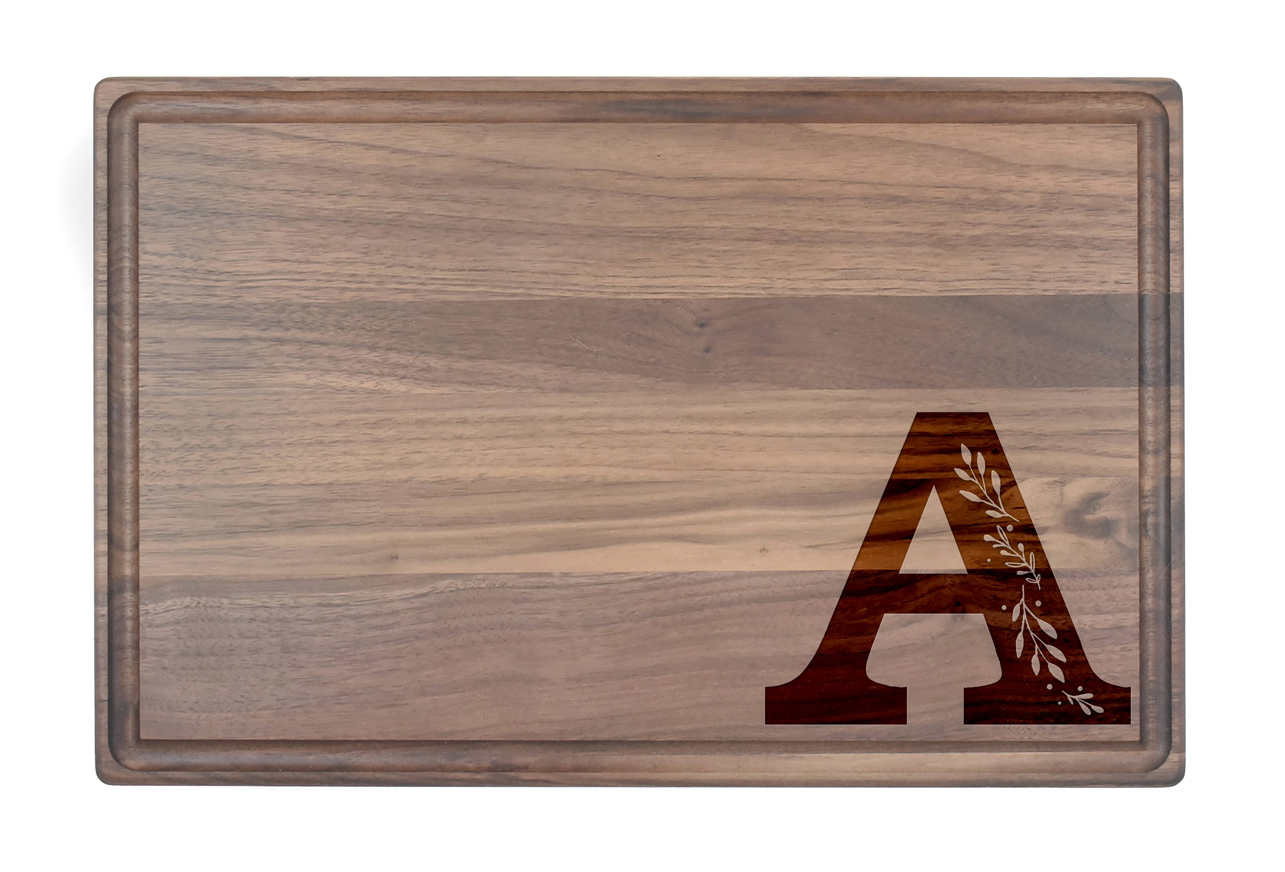 Floral Monogram Walnut Cutting Board