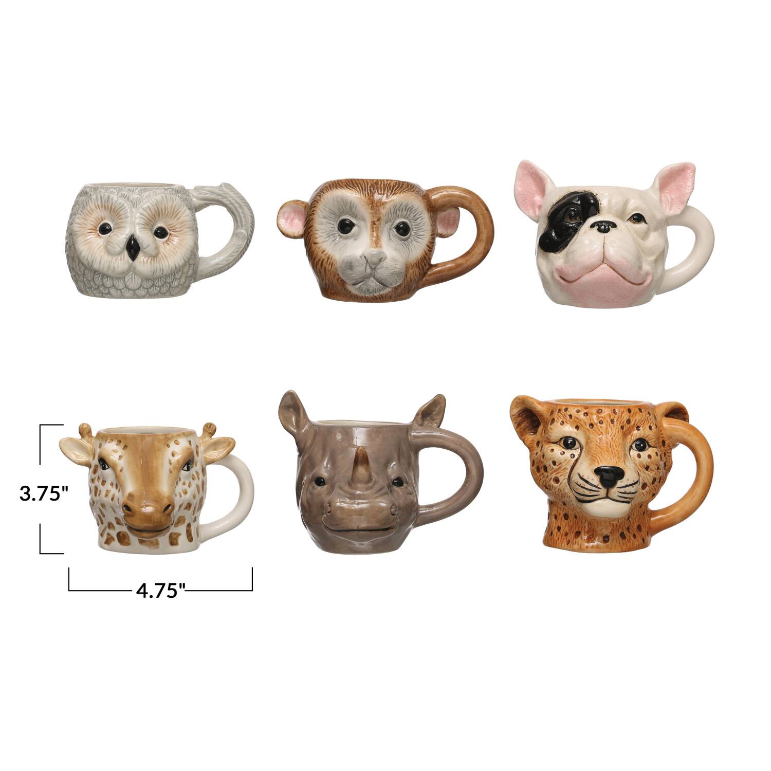 Hello Honey® Animal Head Dolomite Mug Set
