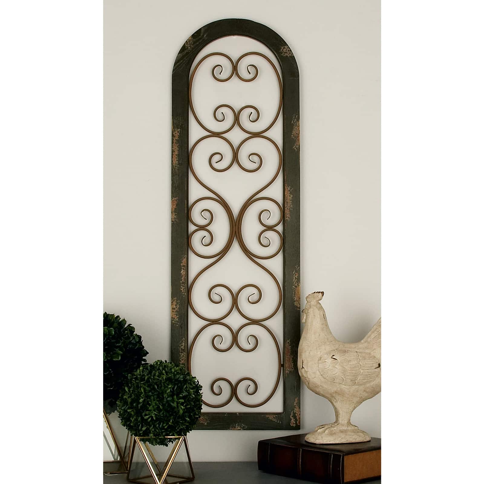 Brown Rustic Ornamental Metal Wall Decor, 48&#x22; x 15&#x22;