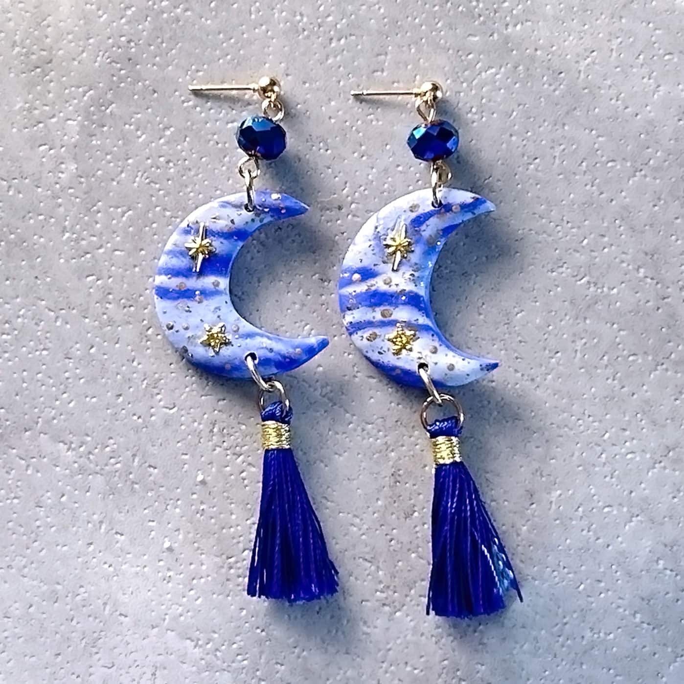Polymer Clay Half Moon Earrings