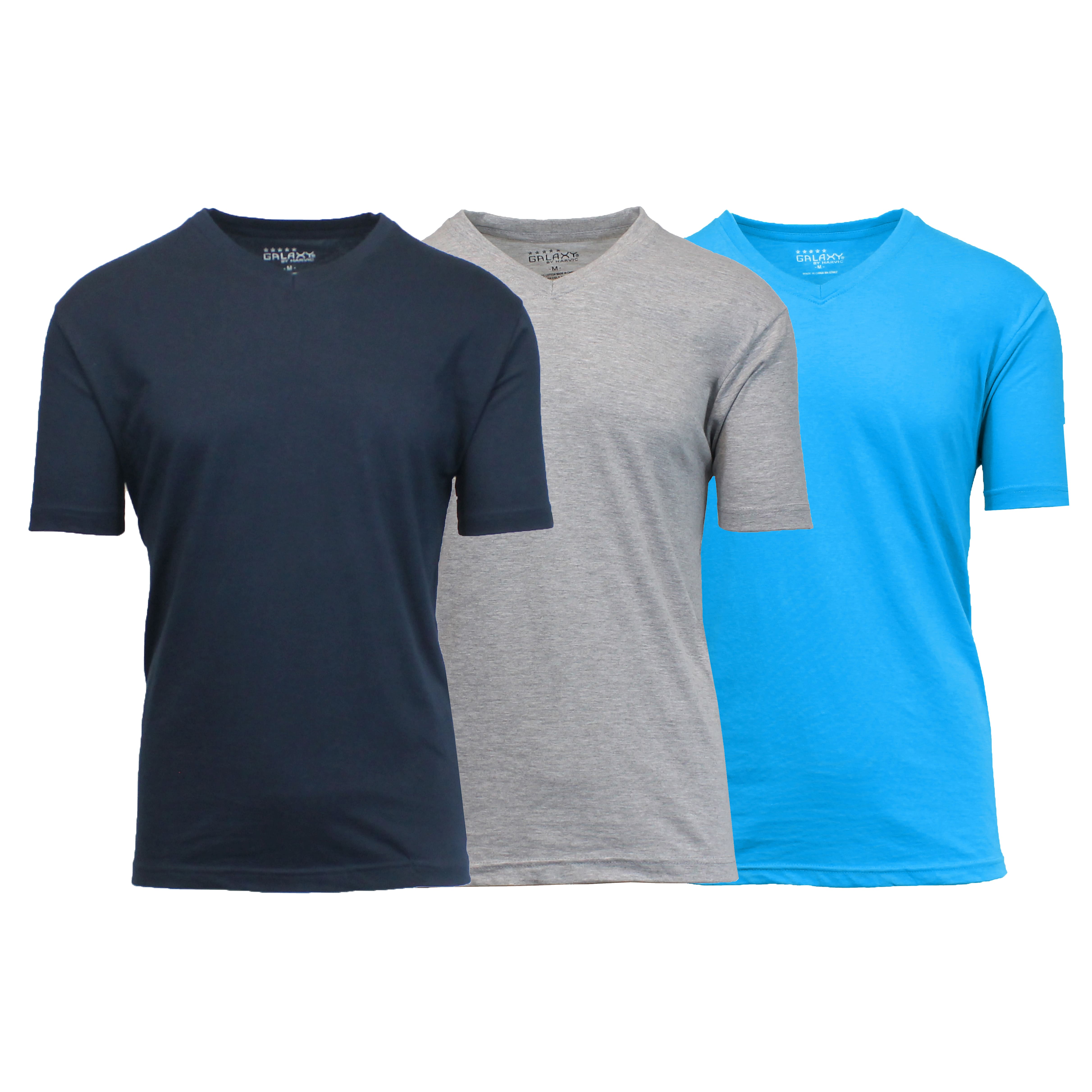 Galaxy by Harvic Men&#x27;s Short Sleeve V-Neck T-Shirt 3 Pack
