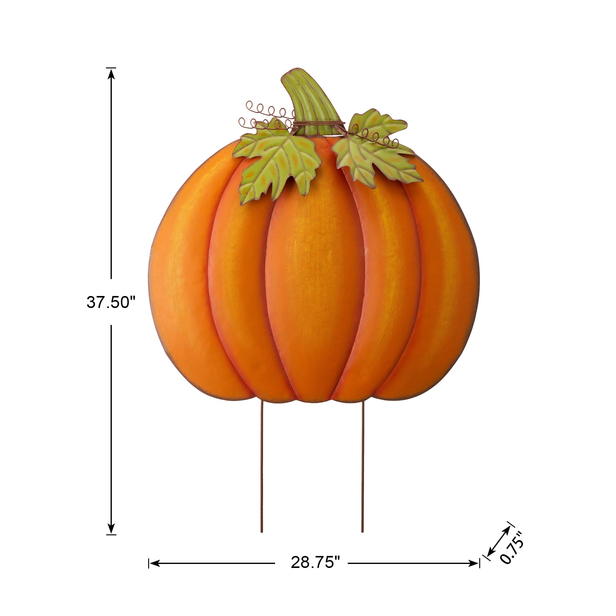 Glitzhome&#xAE; 39&#x22; Fall Pumpkin Metal Yard Stake or Standing D&#xE9;cor