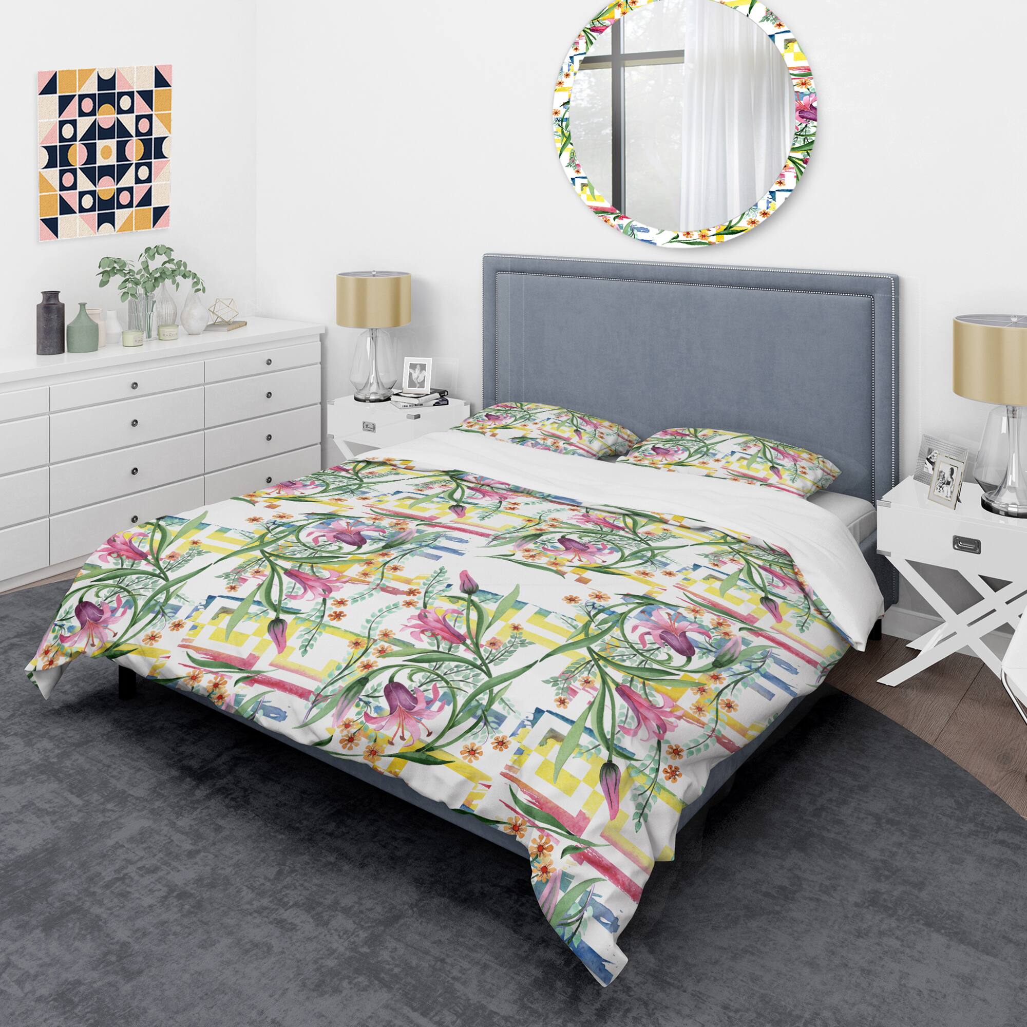 Designart 'Floral Botanical Retro XI' Mid-Century Duvet Cover Set
