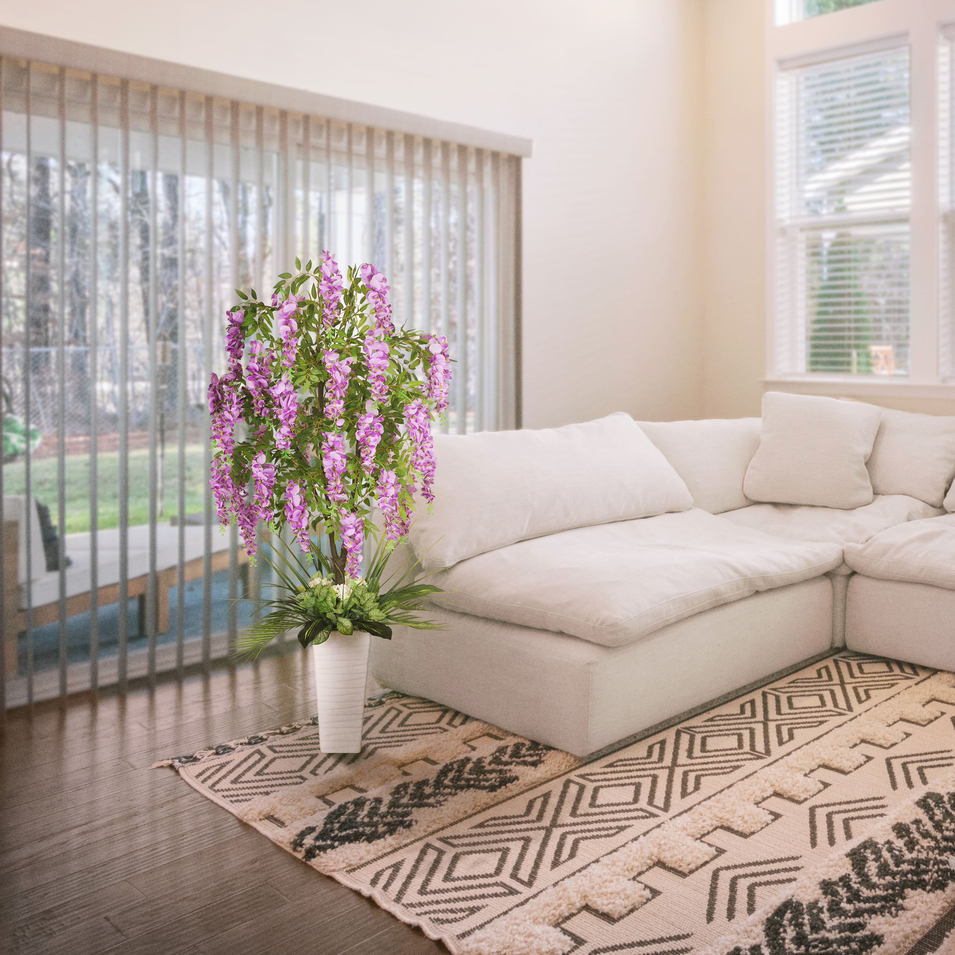 6ft. Artificial Wisteria Tree in White Decorative Pot