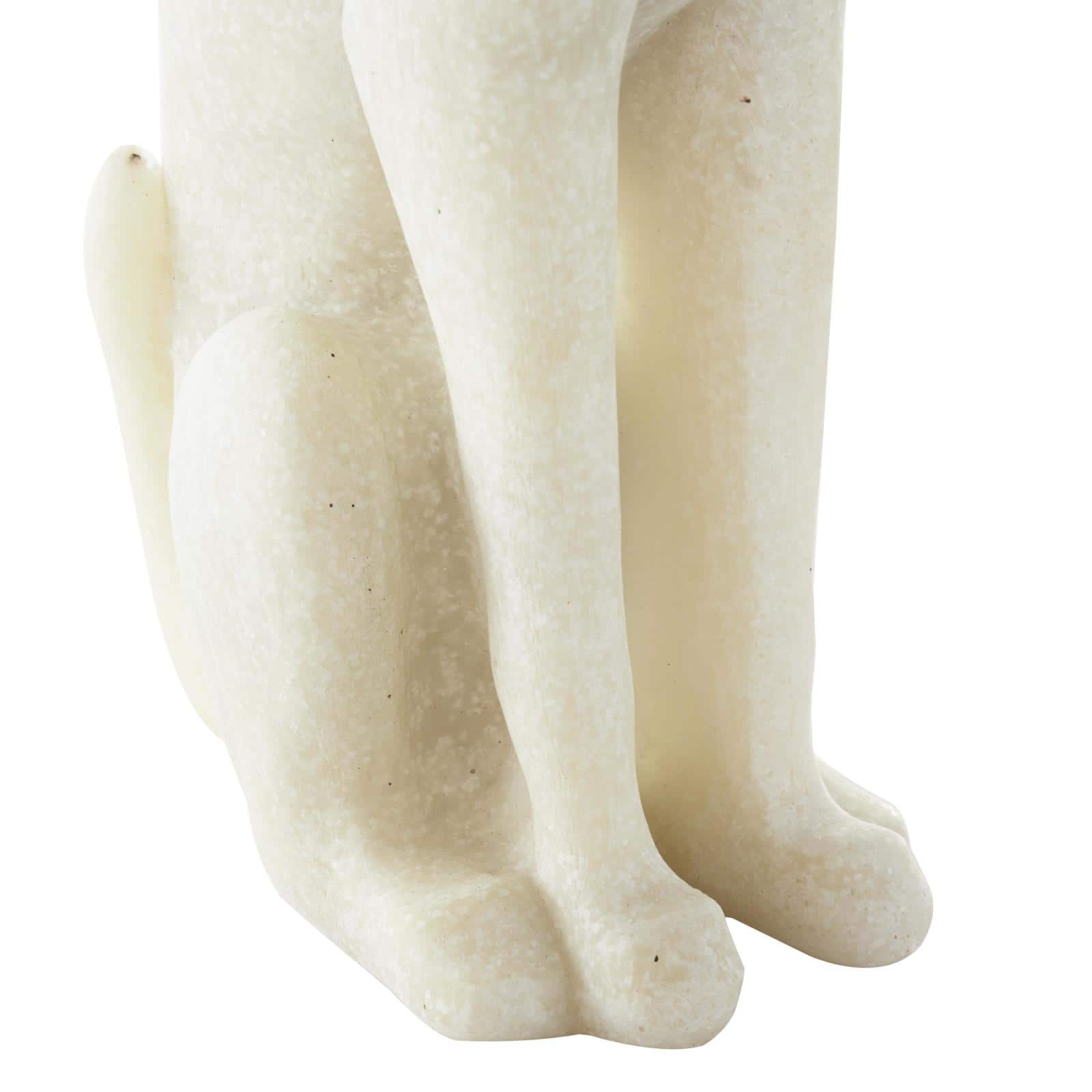 10" Cream Sitting Dog Sculpture with Gold Collar