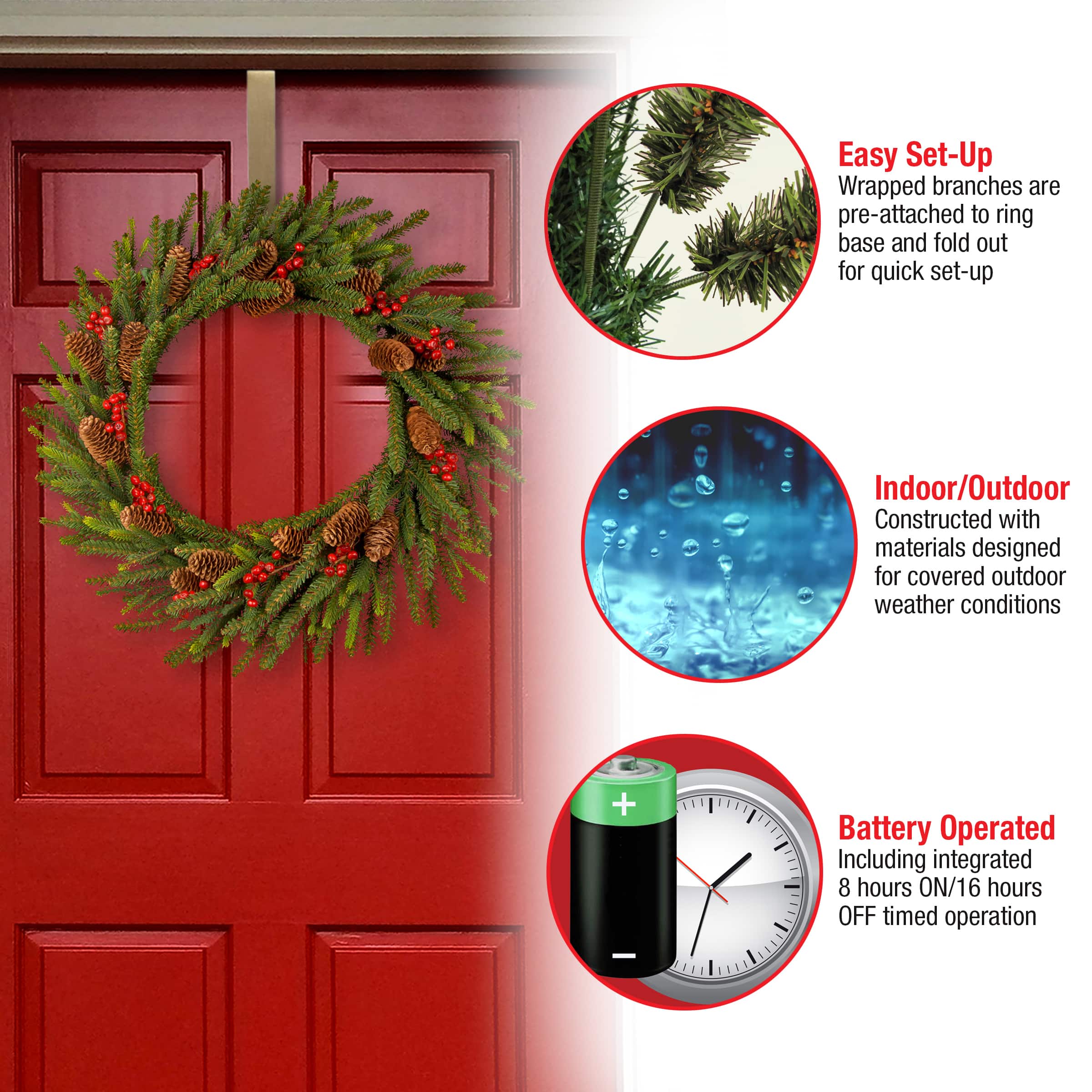 24" LED Dorchester Fir Wreath