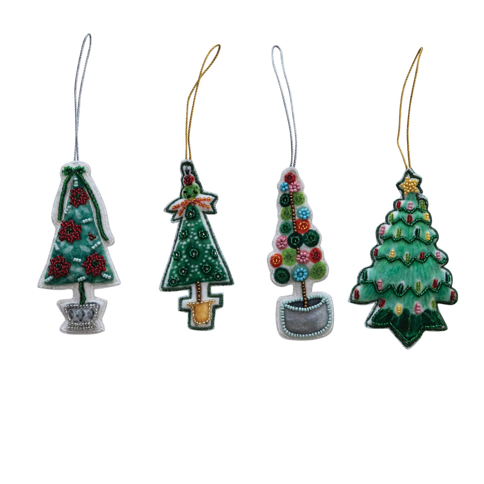 Hello Honey&#xAE; 4.5&#x22; Beaded Cotton Velvet Tree Ornament Set