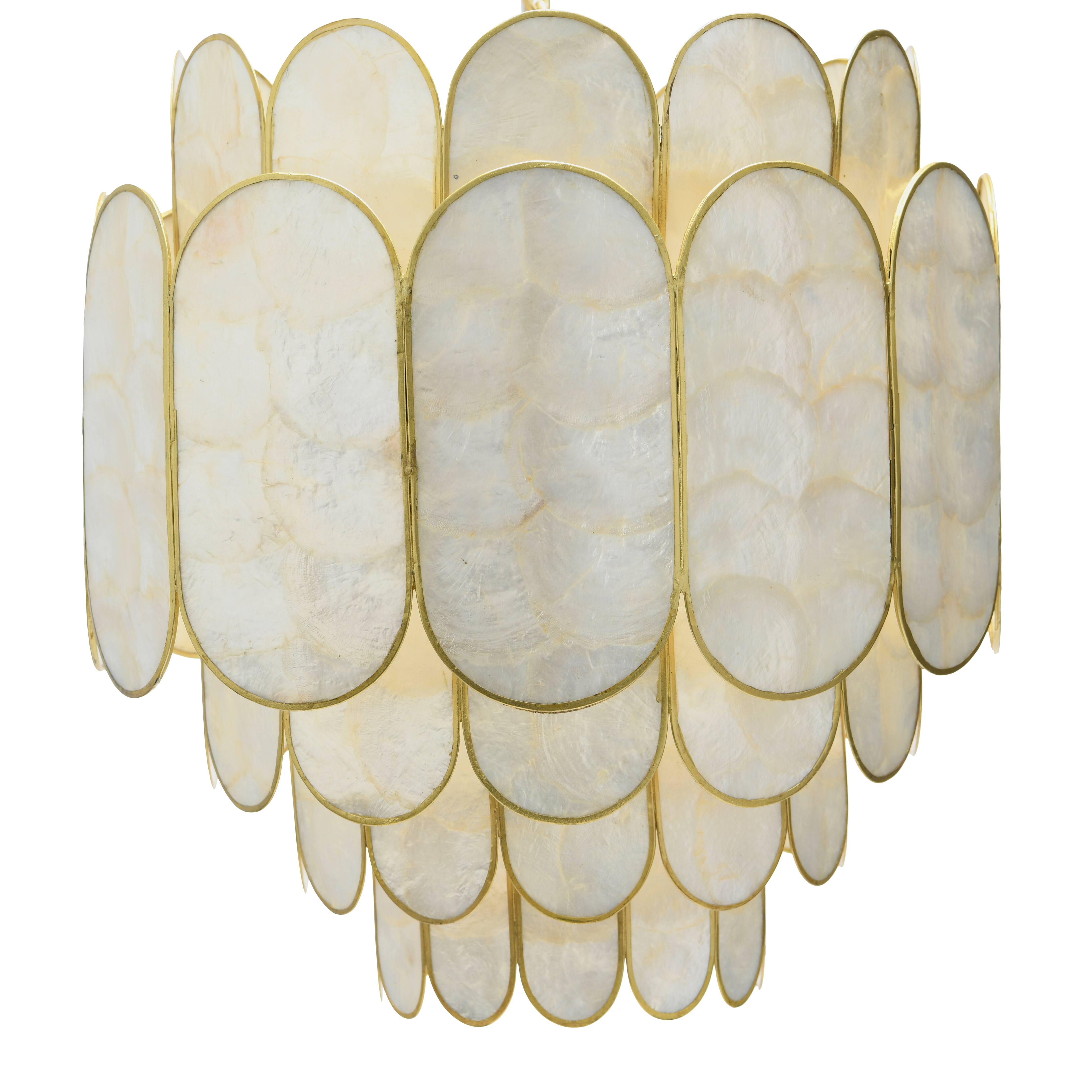 Hello Honey&#xAE; 17.5&#x22; 4-Tier Capiz and Metal Chandelier