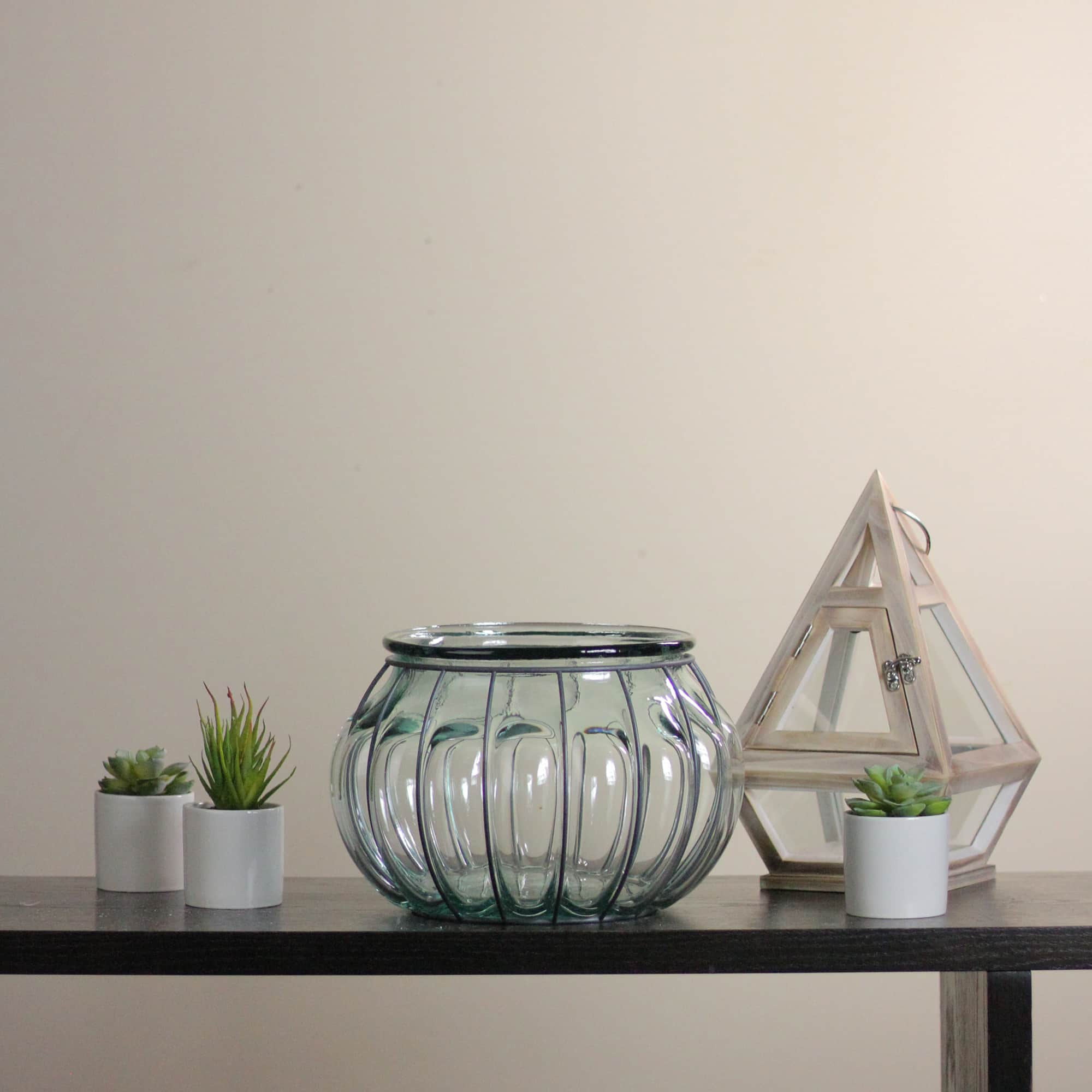 10.25" Tea Garden Transparent Spanish Glass Candle Holder