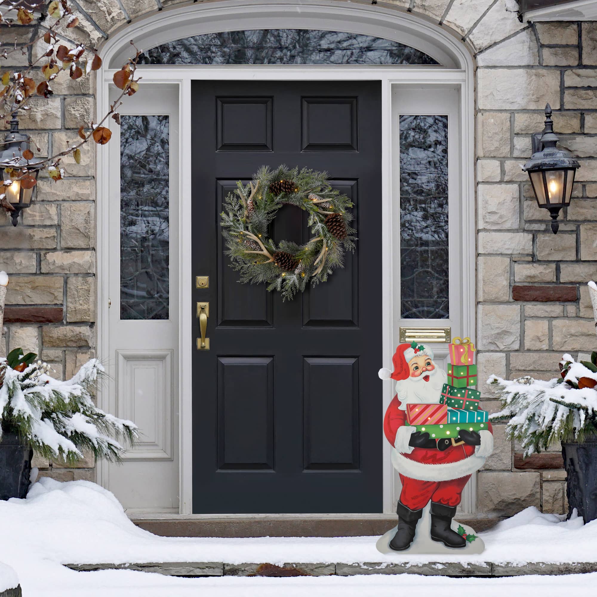 Glitzhome® 36'' Wooden Santa Gifts Porch Décor