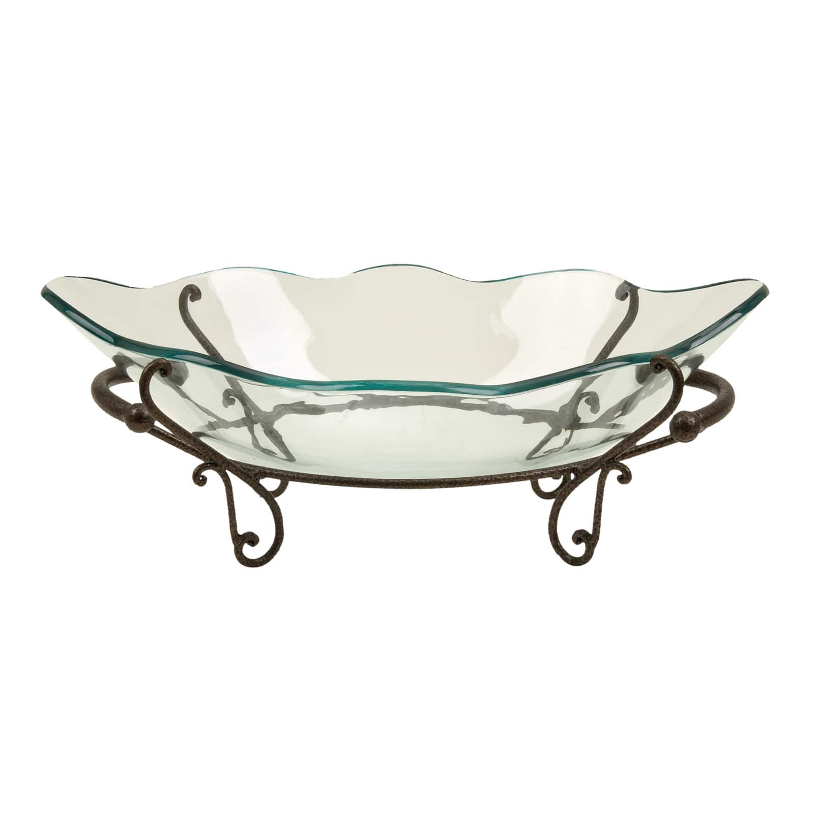 Copper Glass and Metal Traditional Serving Bowl, 9" x 23" x 14"
