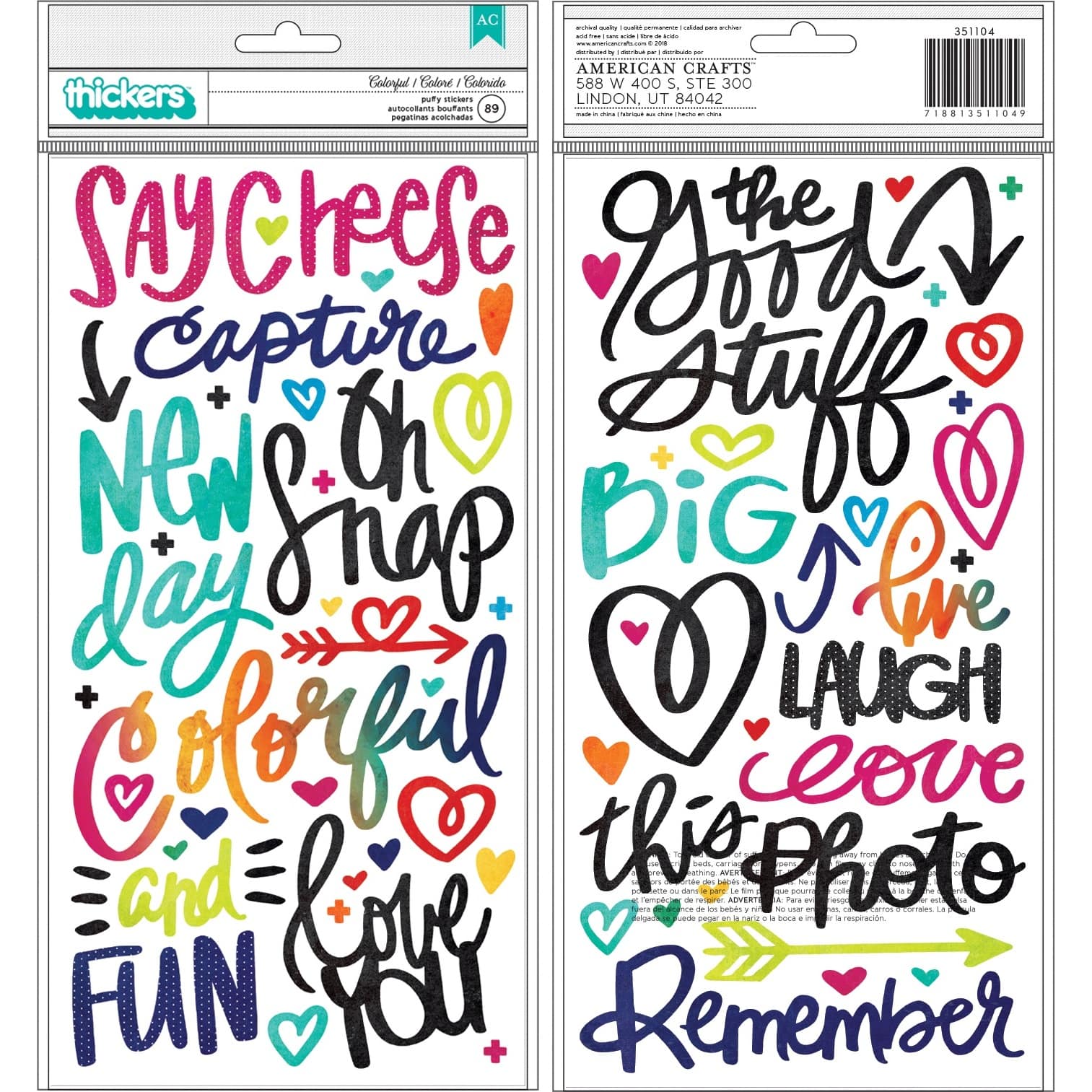 Vicki Boutin Color Kaleidoscope Thickers&#x2122; Colorful Phrases Puffy Stickers
