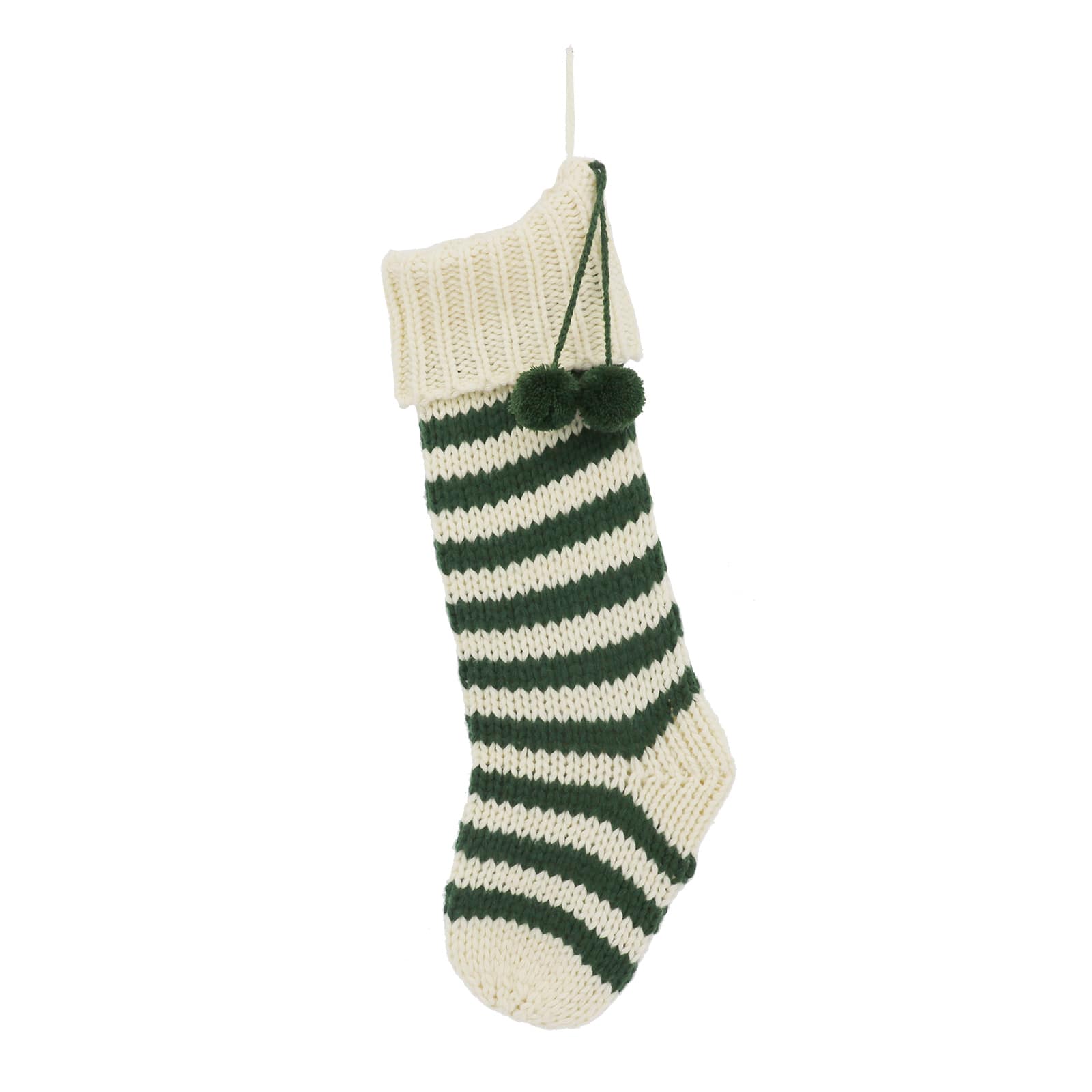 Assorted 22&#x22; Striped Knit Stocking with Pom Pom Tassels, 1pc. by Ashland&#xAE;