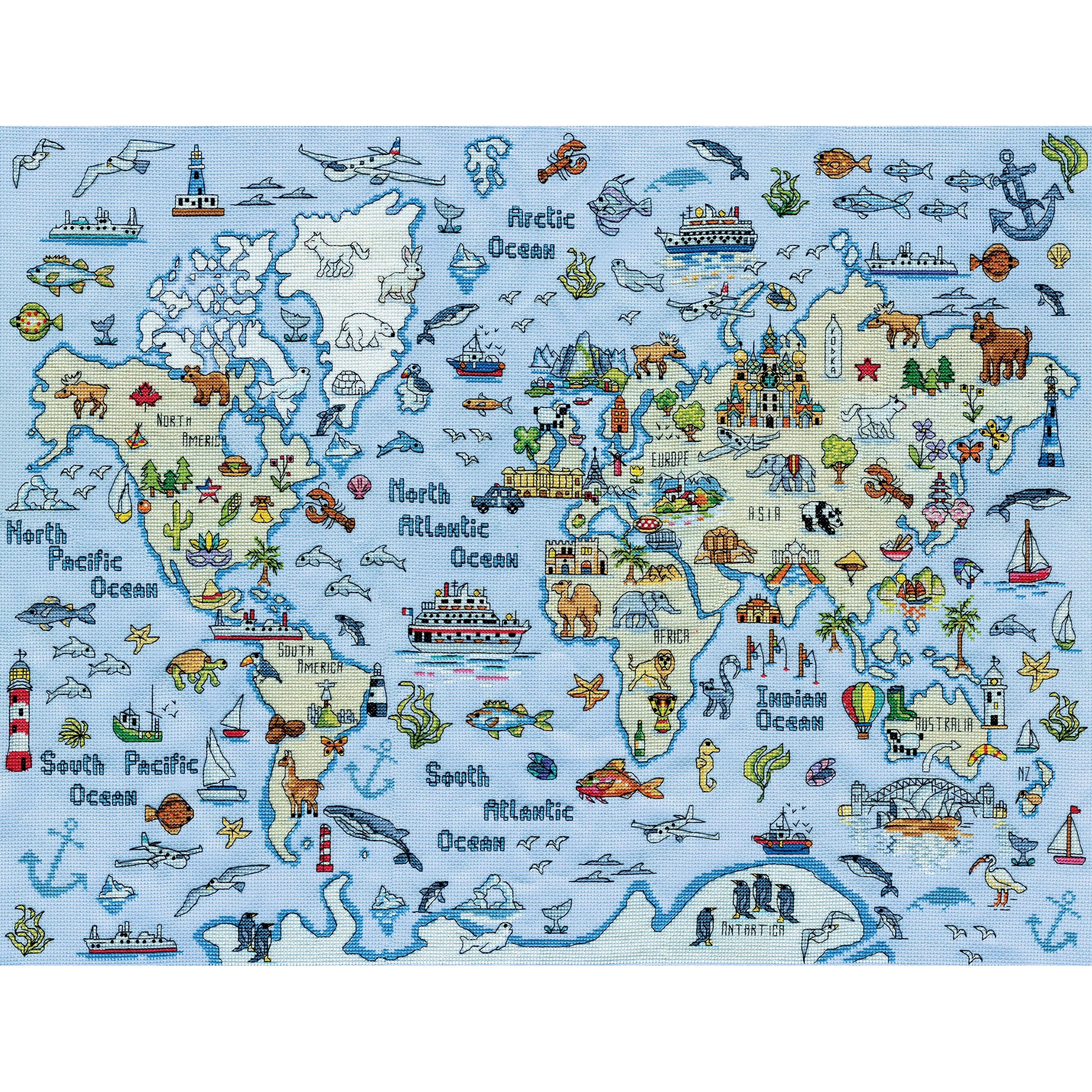 Design Works™ World Map Counted Cross Stitch Kit