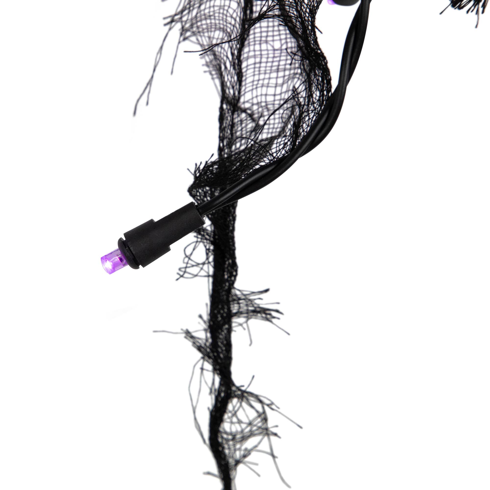 4ft. Pre-Lit Purple LED Halloween Black Gauze Drape Lights