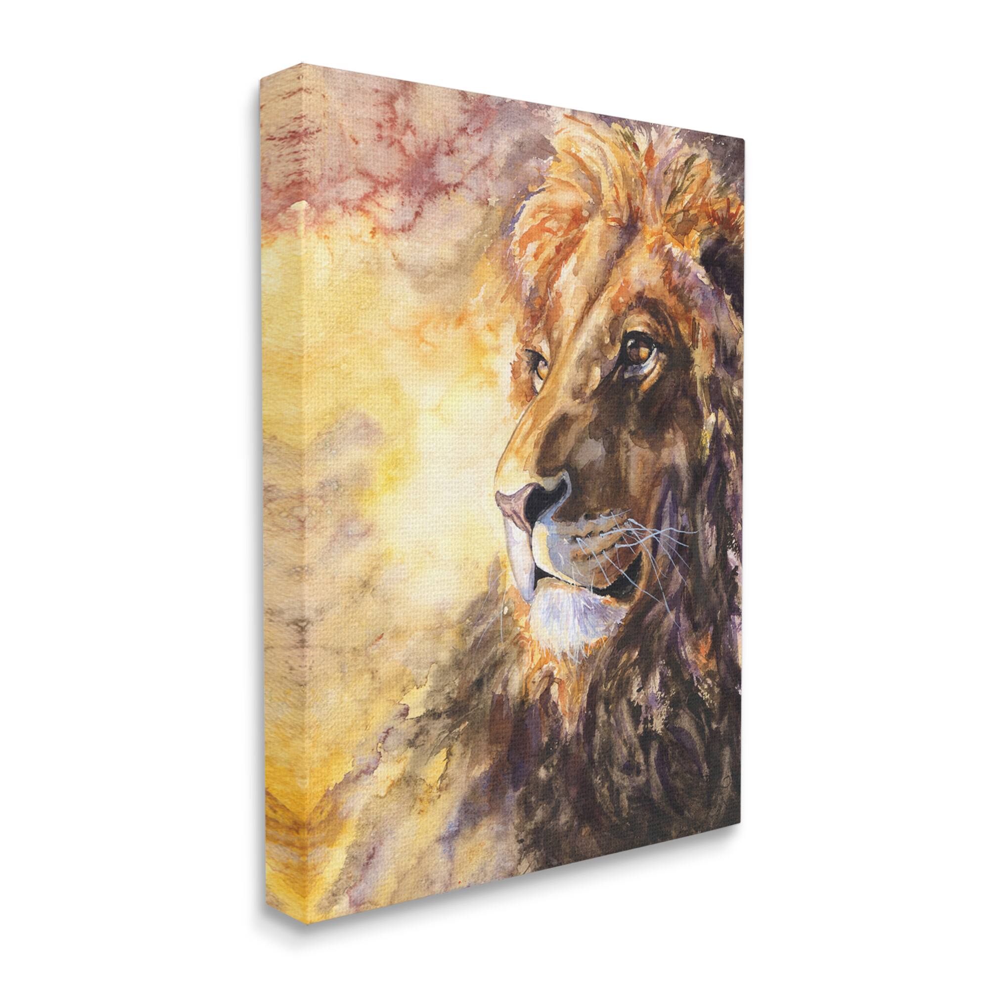 Stupell Industries Regal Lion Mane Safari Animal King Portrait Canvas Wall Art