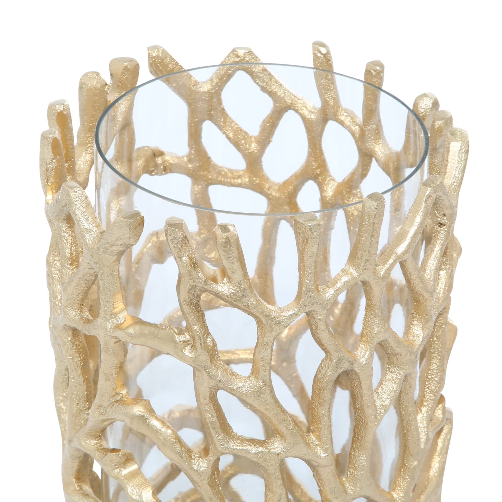 Gold Aluminum Coastal Candle Holder, 10" x 5" x 5"
