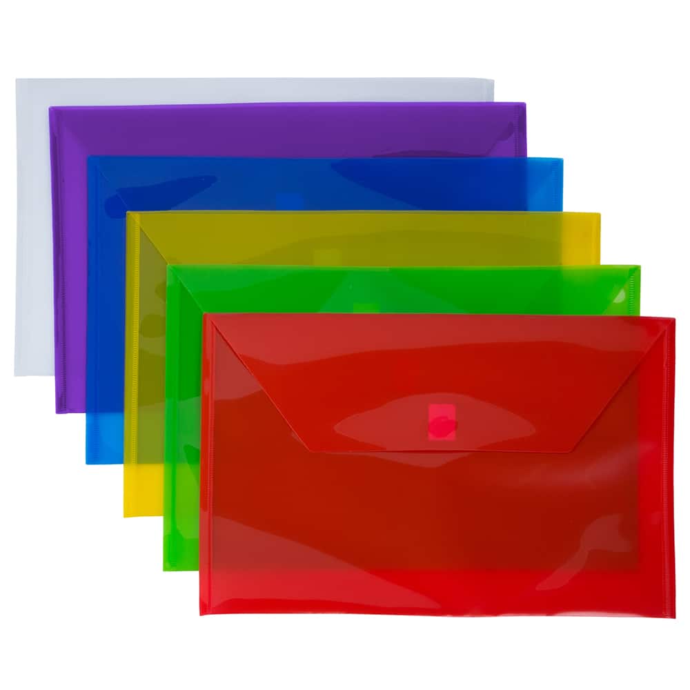 JAM Paper 9.5 x 14.37 Hook & Loop Closure Plastic Envelopes, 6ct.