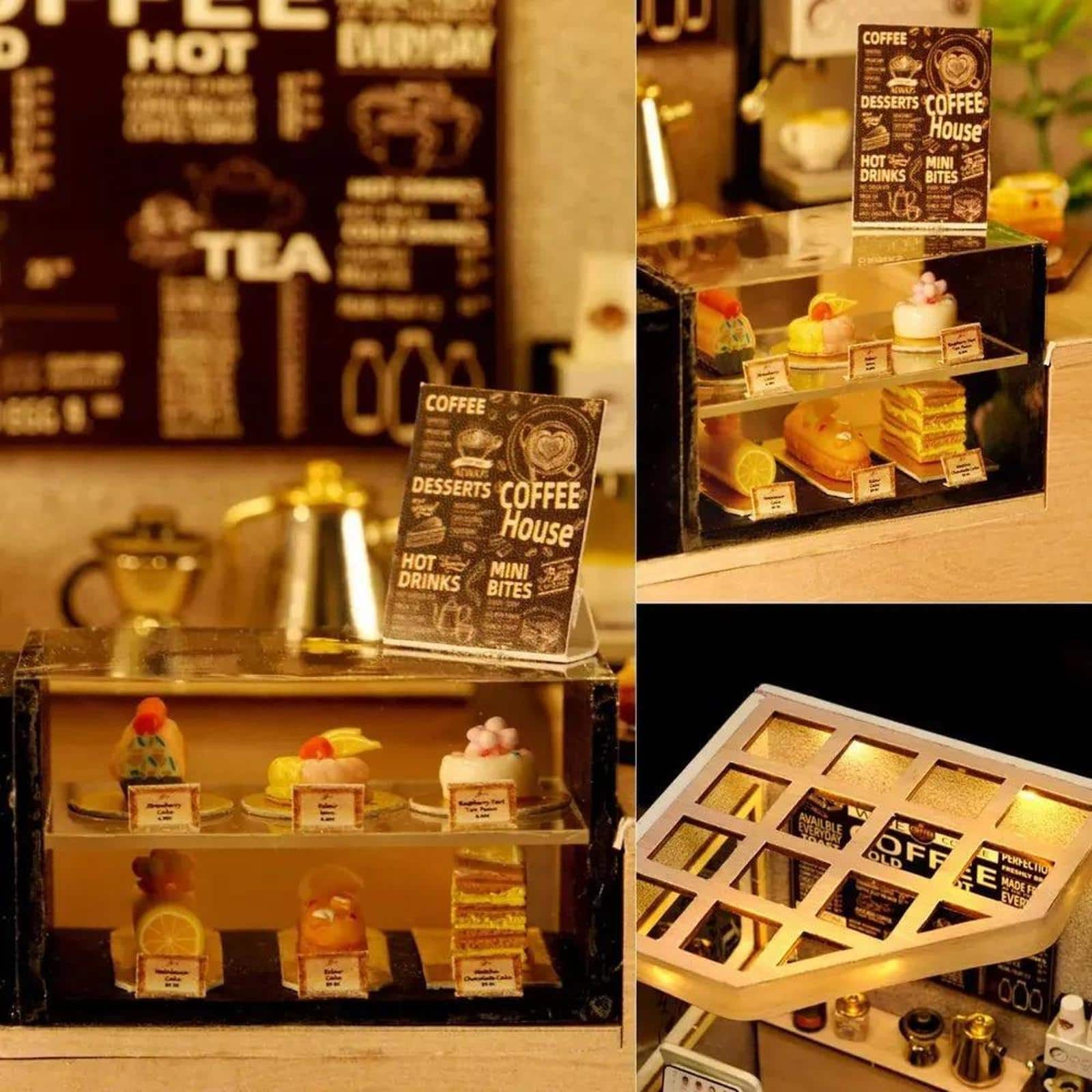 Wizardi Café Miniature Dollhouse Roombox Kit