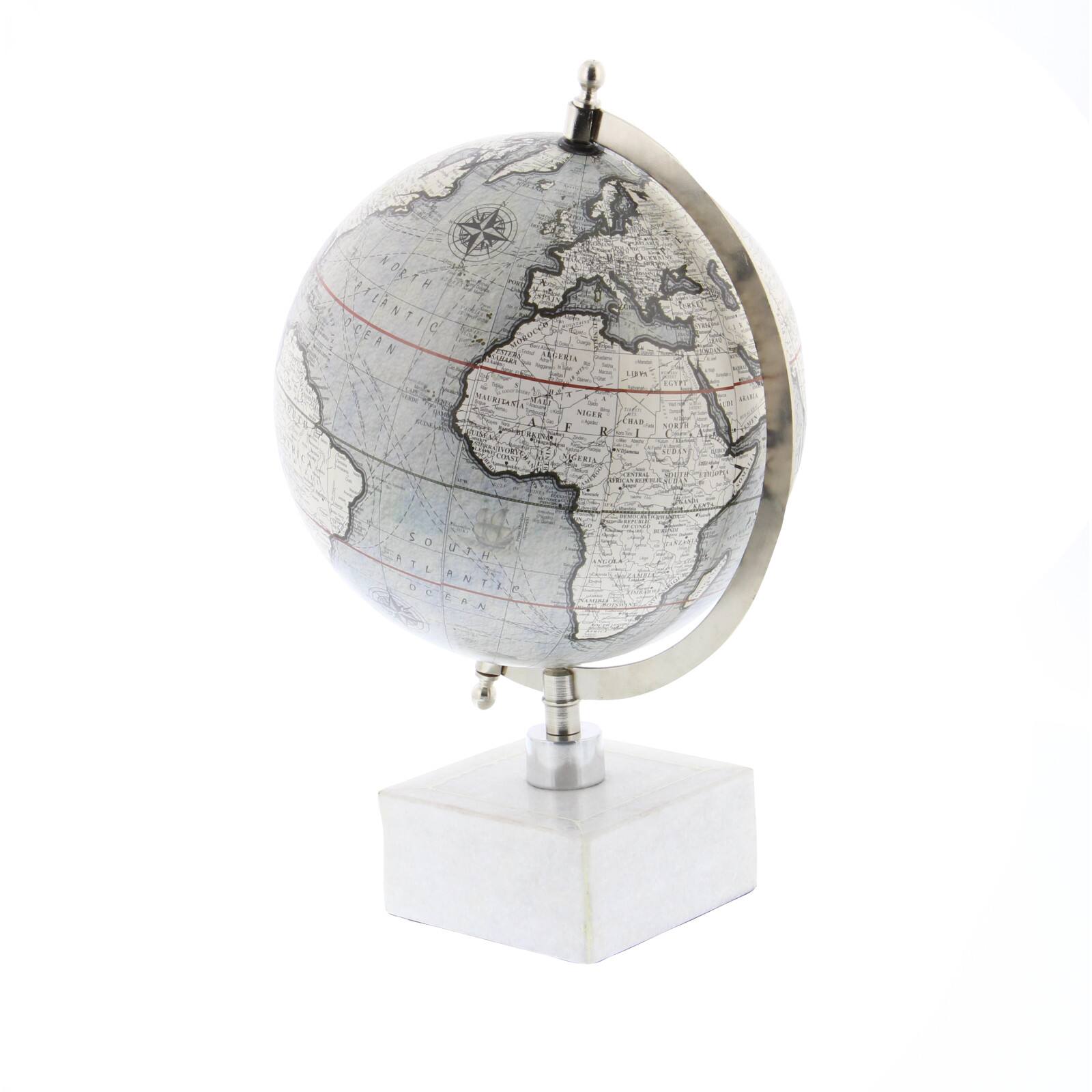 13&#x22; White Ceramic &#x26; Metal Contemporary Globe