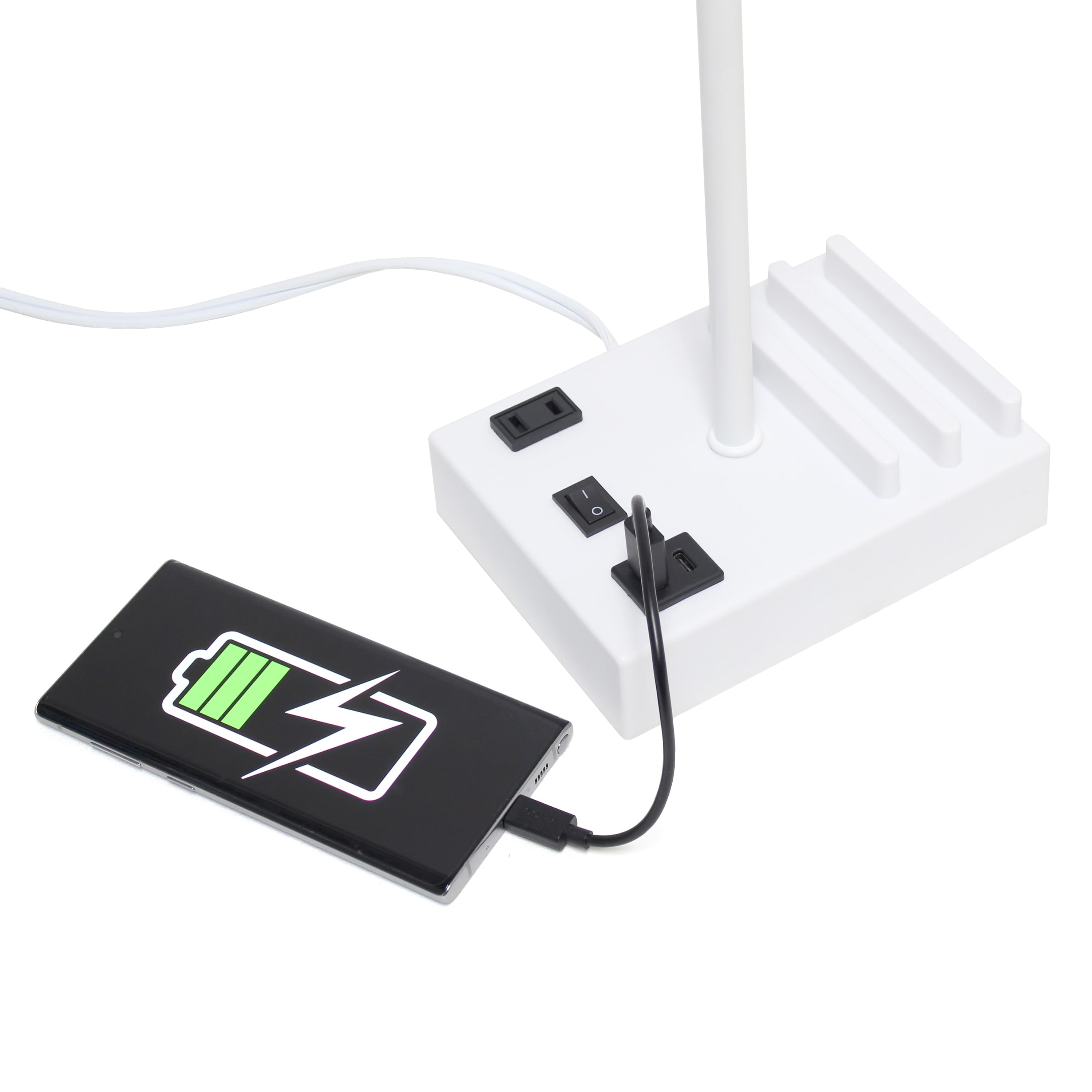 Simple Designs 15.3&#x22; Table Lamp with 2 USB Ports &#x26; Charging Outlet