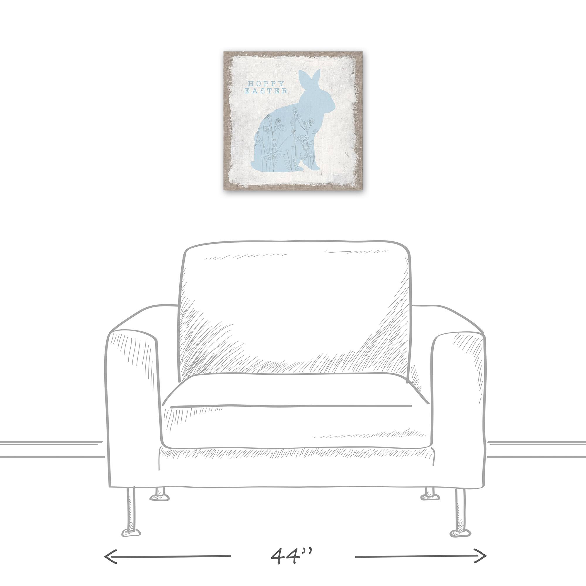 Hoppy Easter Bunny Silhouette 16" x 16" Canvas Wall Art