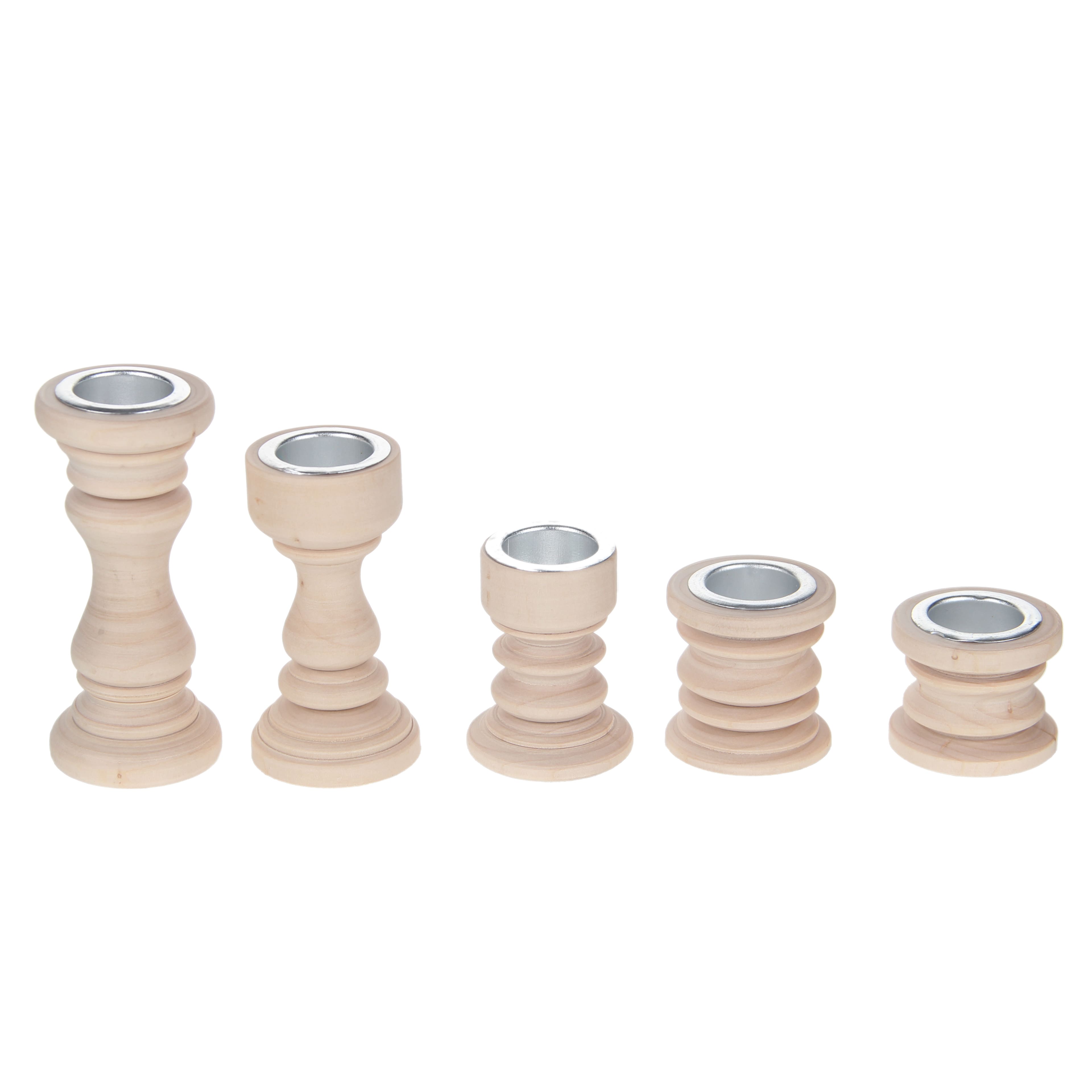 Wood Candle Holders, 5ct. by Make Market&#xAE;