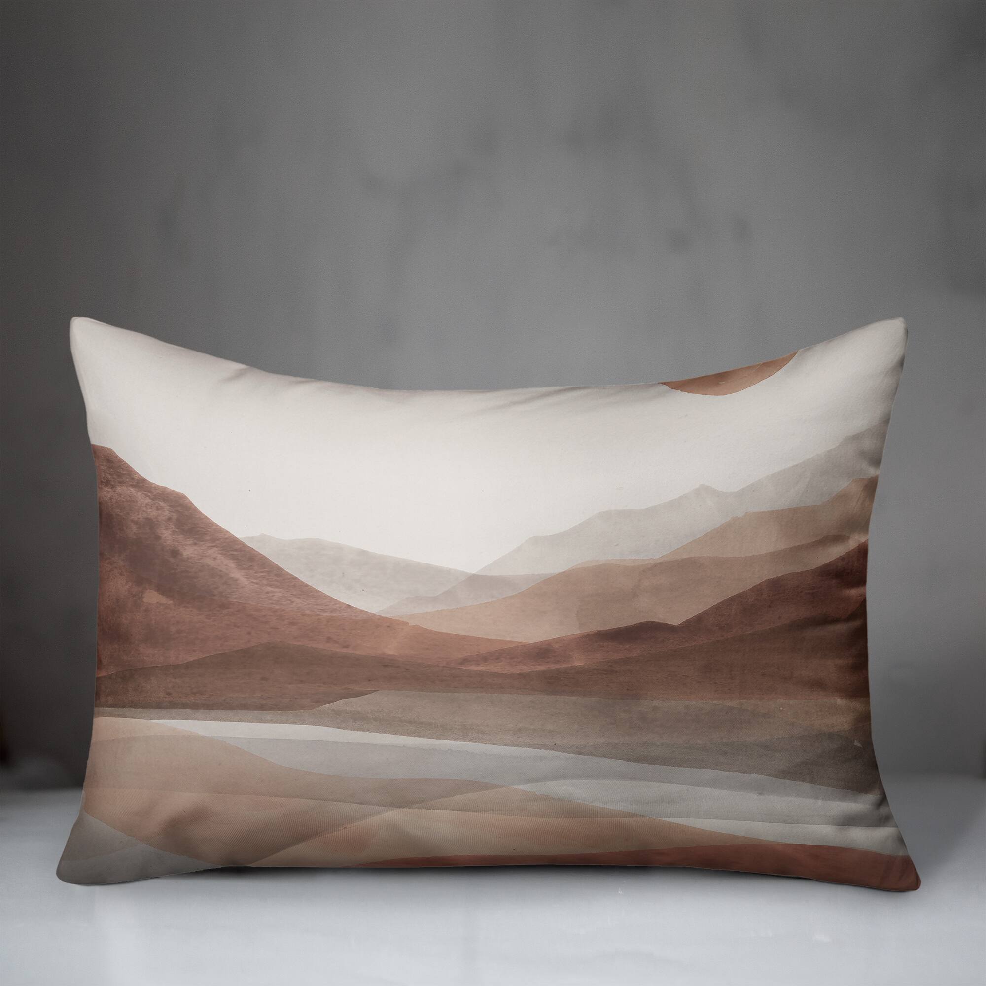 Mauve Boho Abstracted Landscape Indoor & Outdoor Throw Pillow