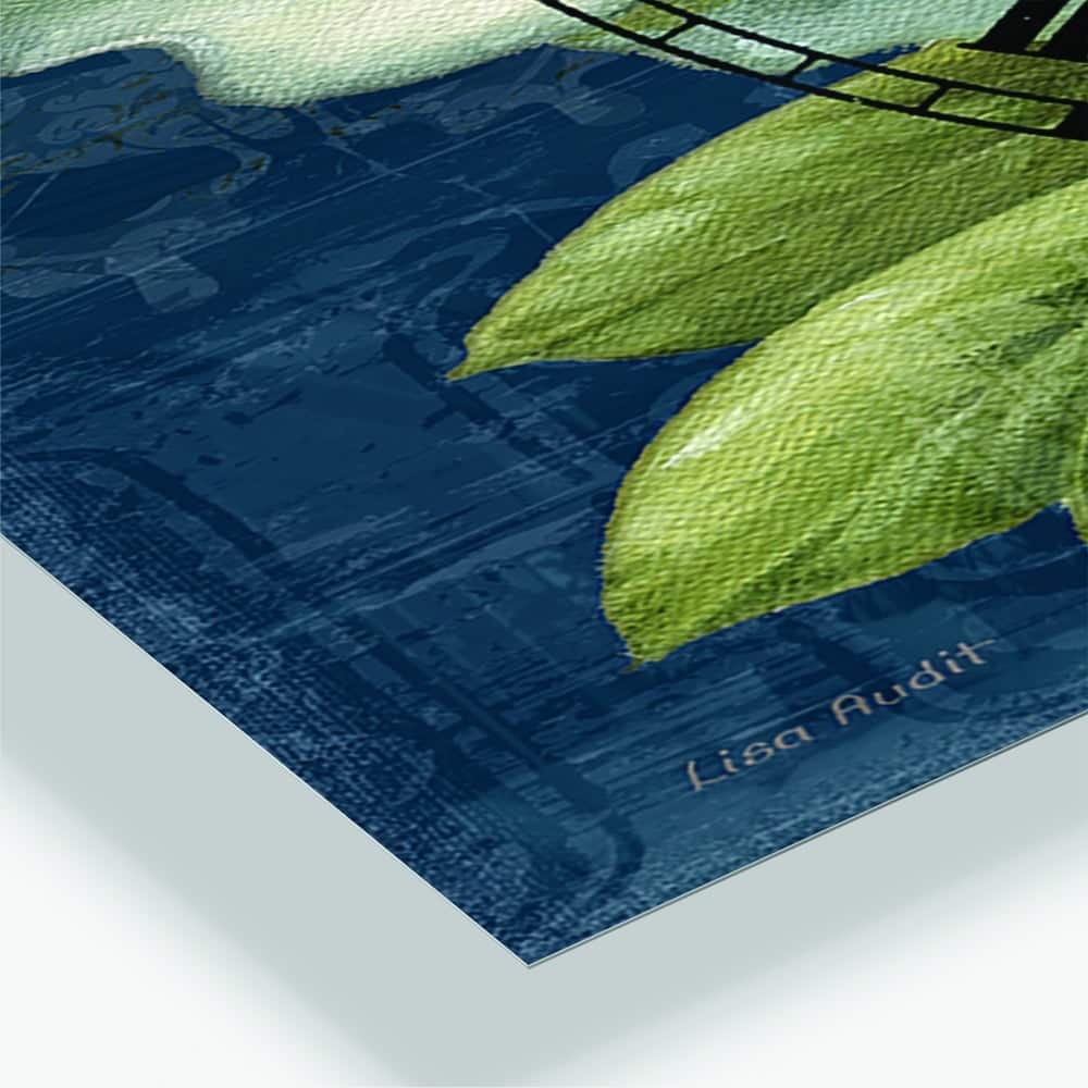 Designart Handpainted Blue Damask Flowers Farmhouse 3 Panel Wall Clock