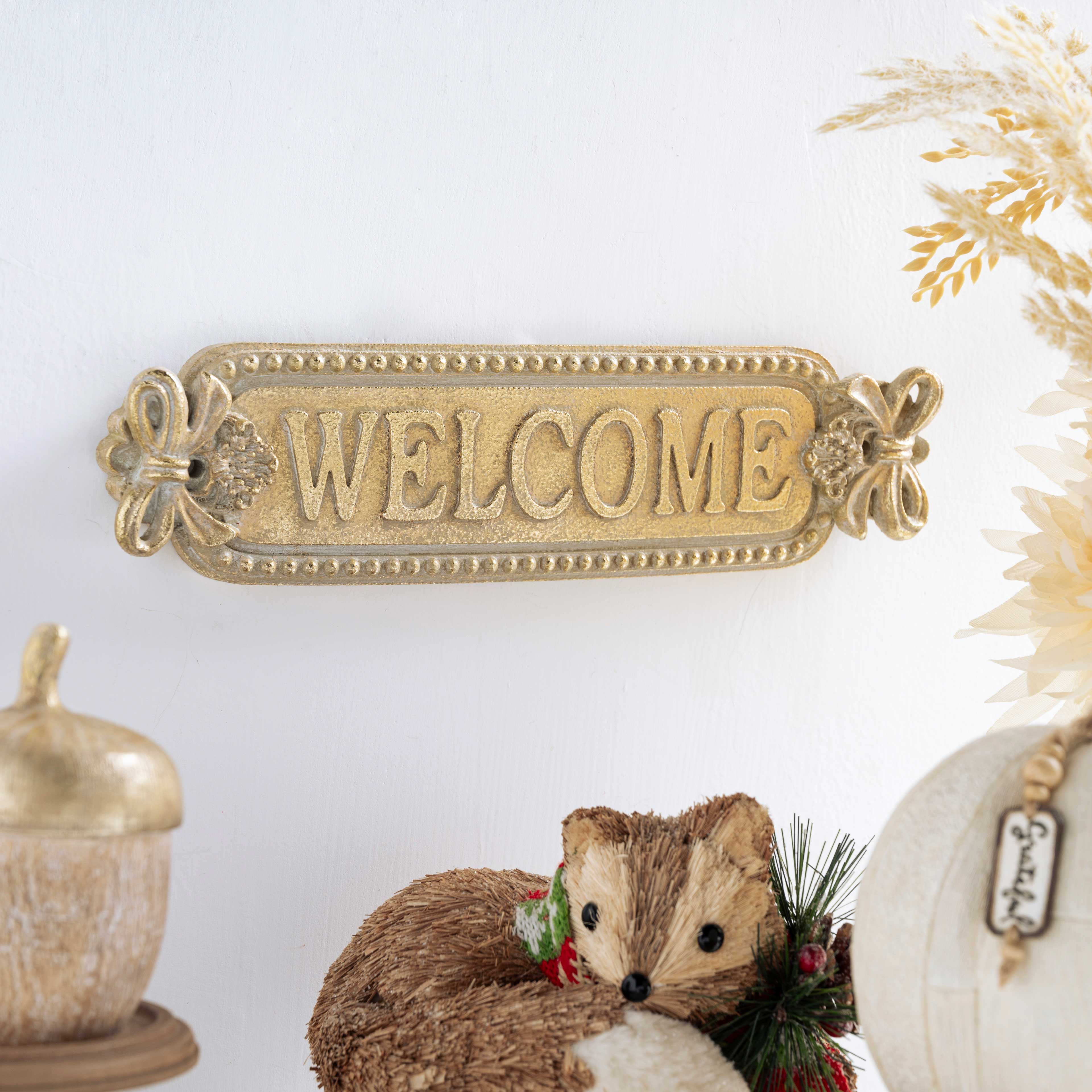 10&#x22; x 3&#x22; Gold Welcome Wall D&#xE9;cor by Ashland&#xAE;