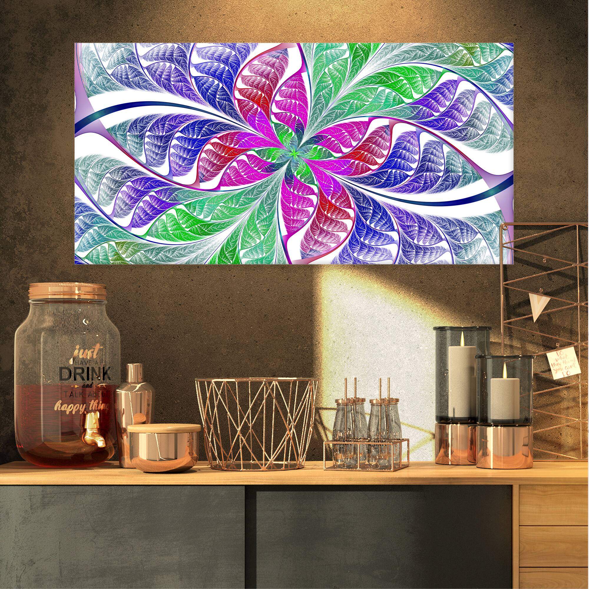Designart - Flower like Fractal Stained Glass - Abstract Wall Art Canvas