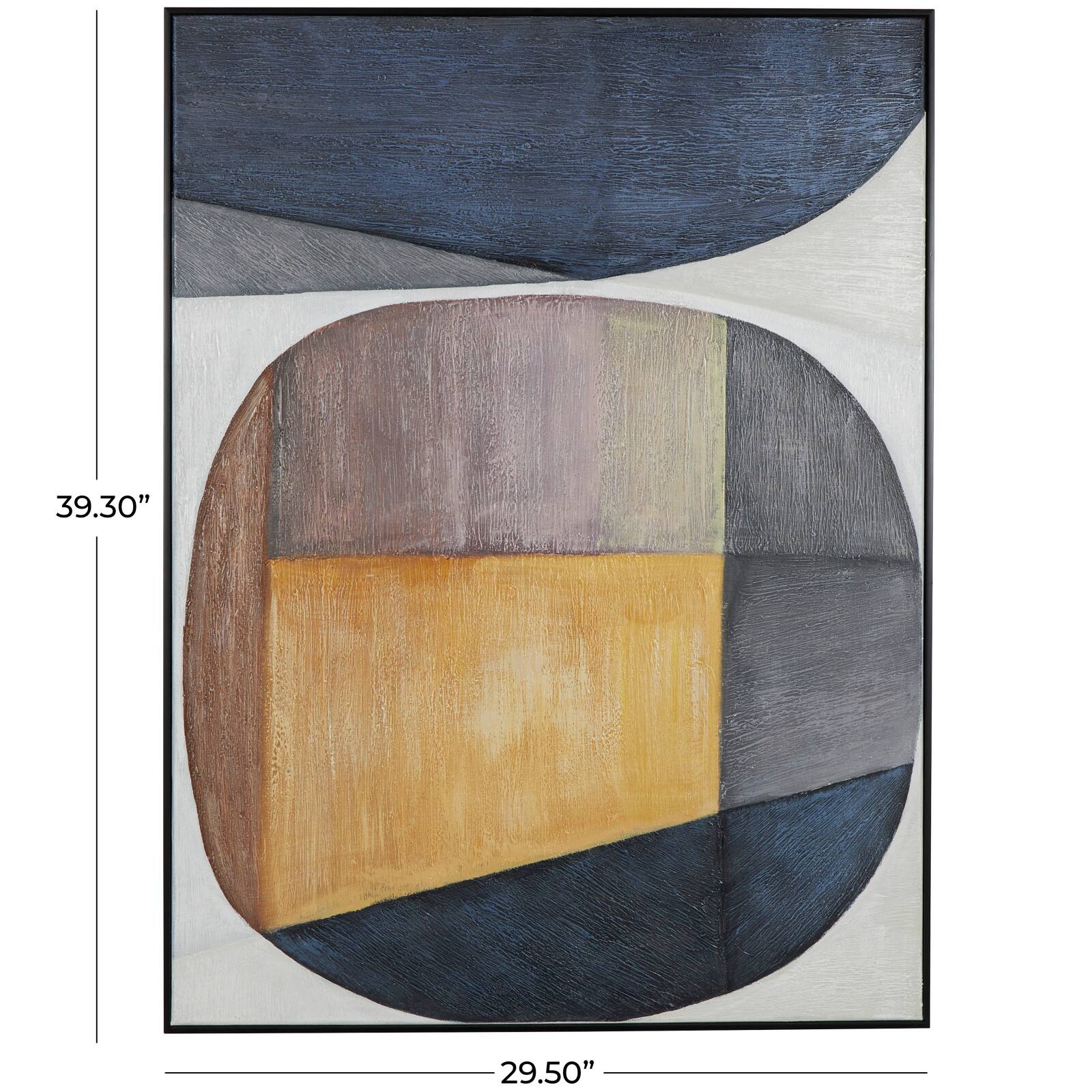 Gray & Yellow Abstract Circle Framed Wall Art
