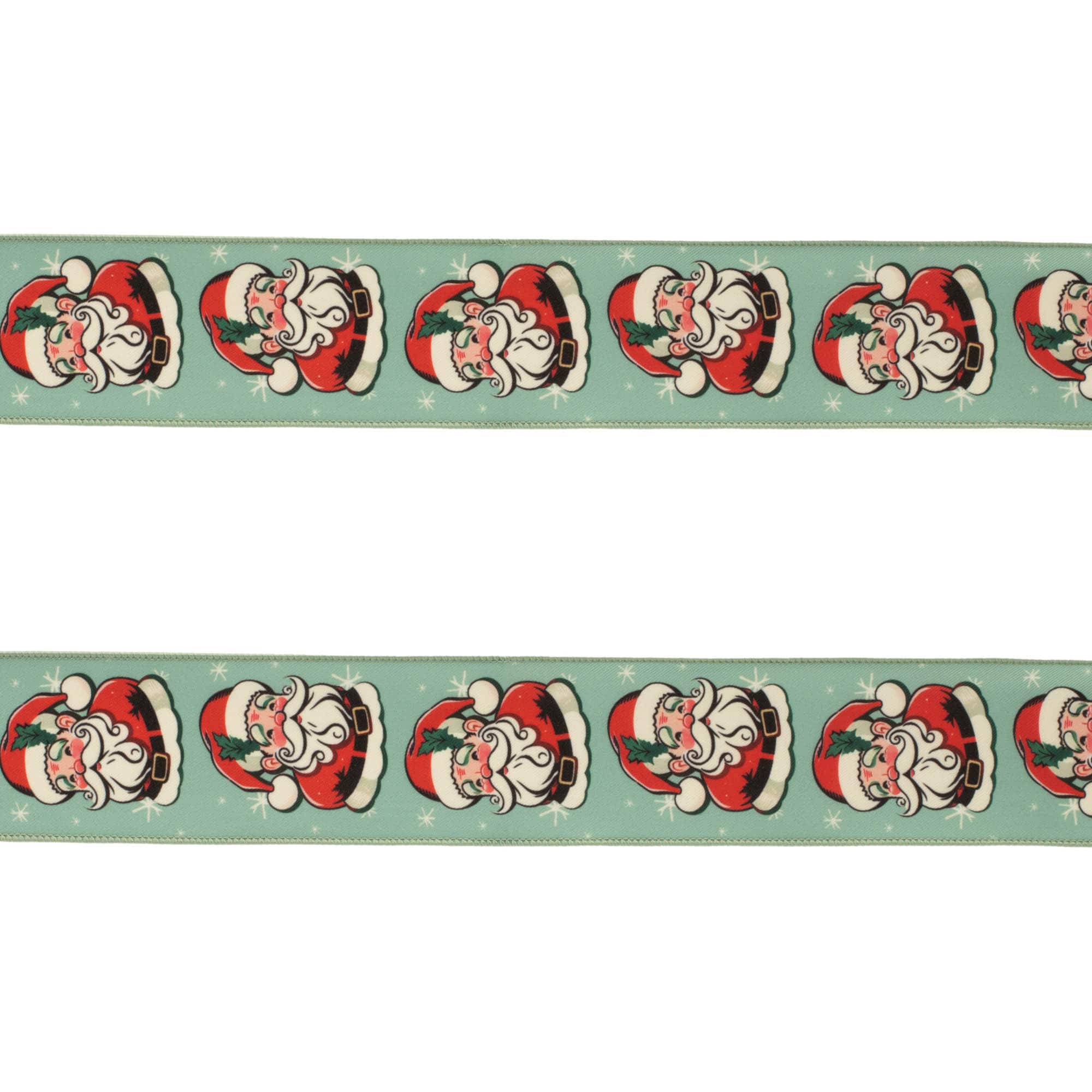 Nostalgic Santa Print Wired Ribbon 2 set