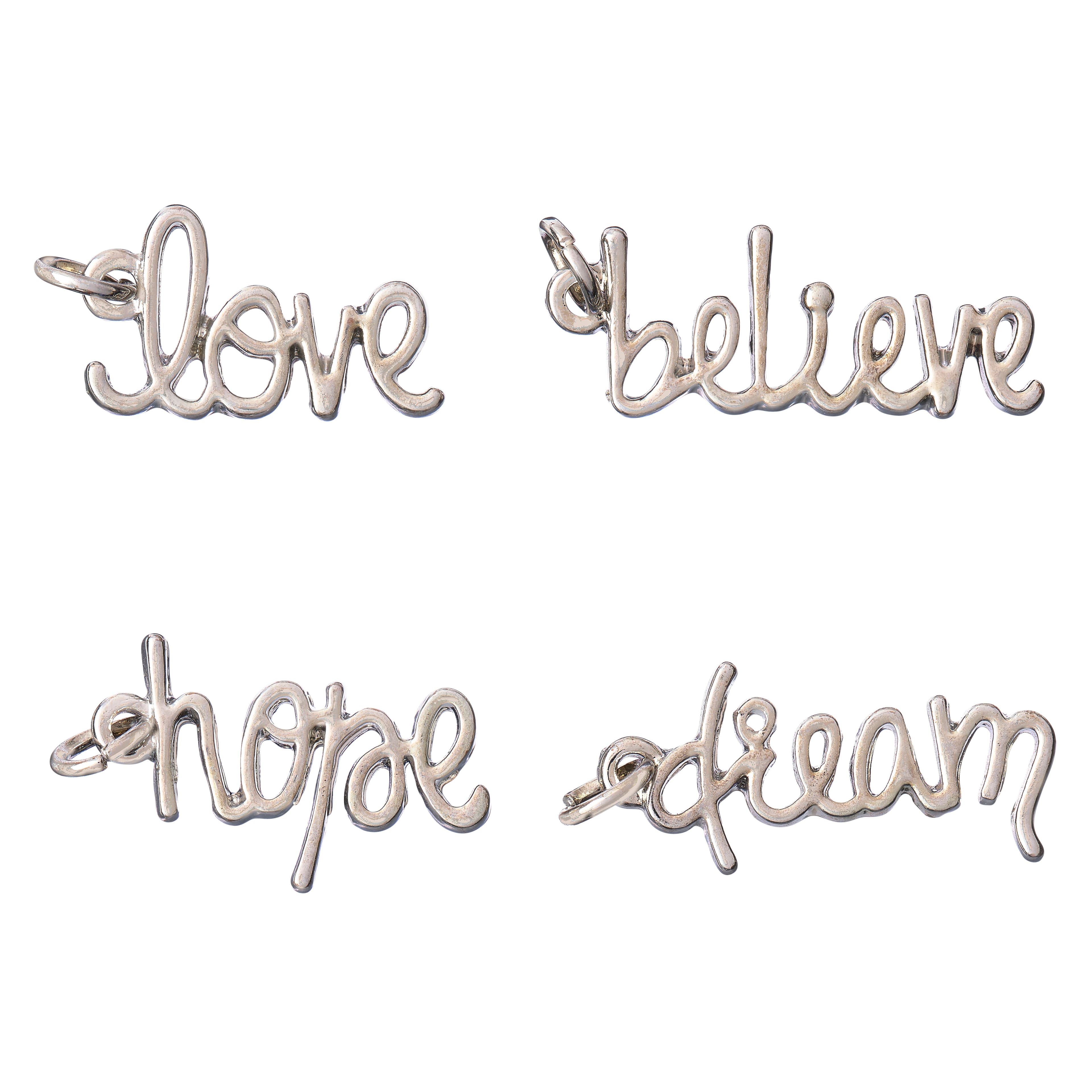 12 Packs: 4 ct. (48 total) Charmalong&#x2122; Vertical Script Word Charms by Bead Landing&#x2122;