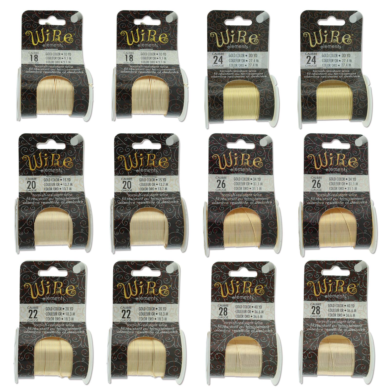 The Beadsmith® Wire Elements™ Tarnish Resistant Medium Temper Assorted Gauge Wire Spools, 12ct.