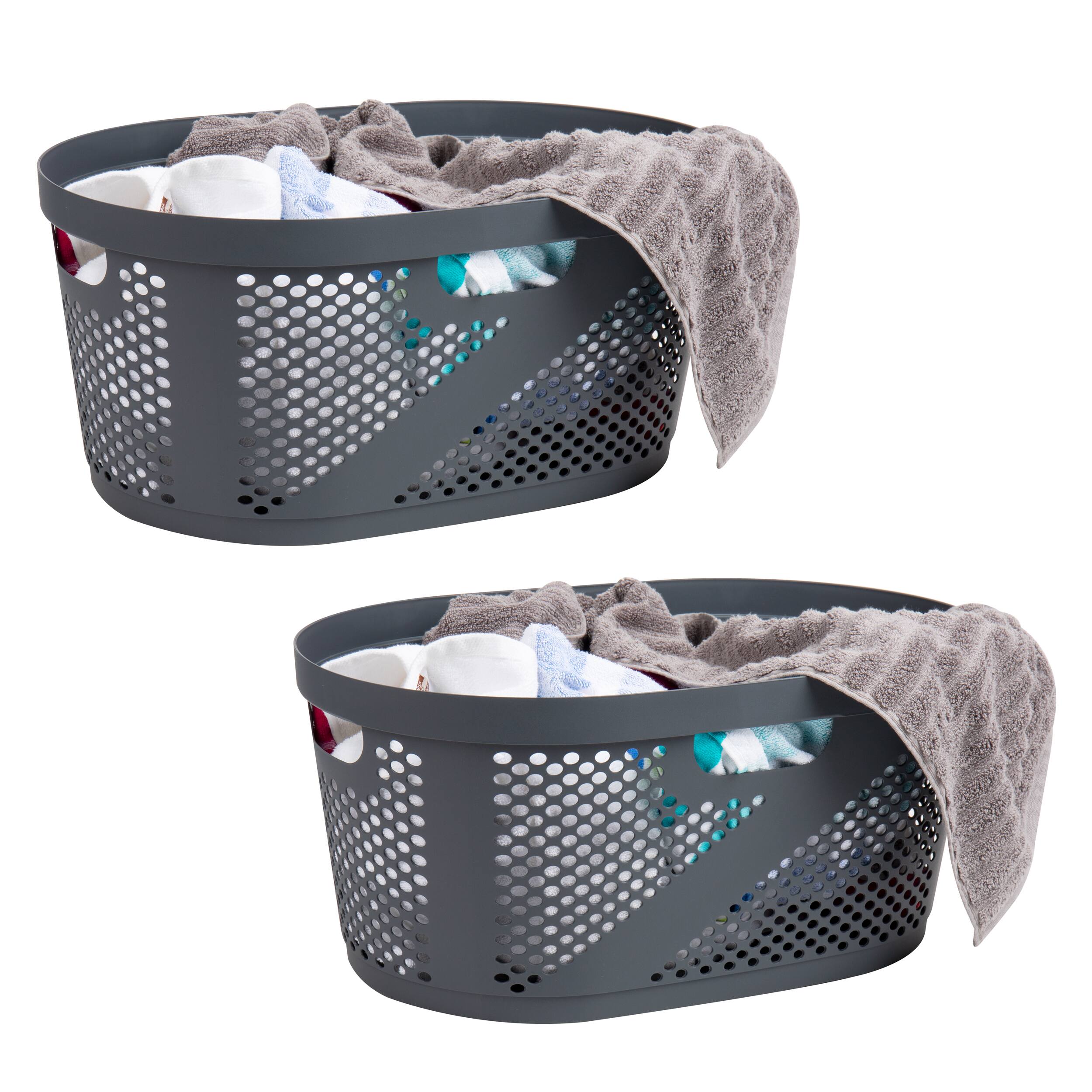 Mind Reader 40L Ventilated Laundry Basket with Cut Out Handles, 2ct.