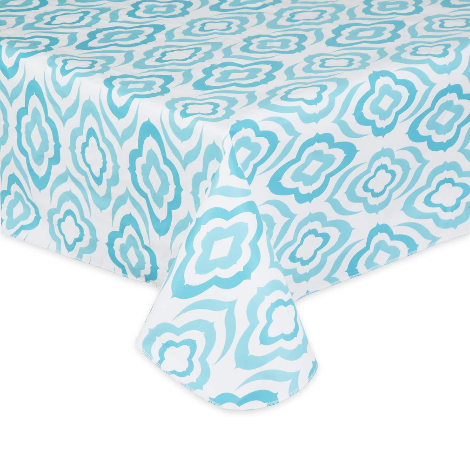 Blue Ikat Vinyl Tablecloth 60" x 84"