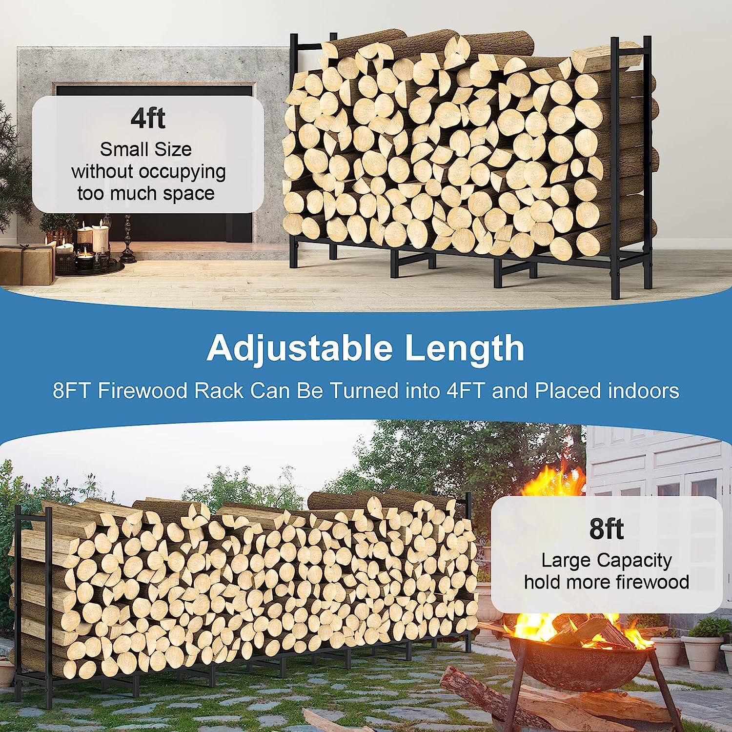 NEX&#x2122; 8ft. Metal Outdoor Firewood Rack
