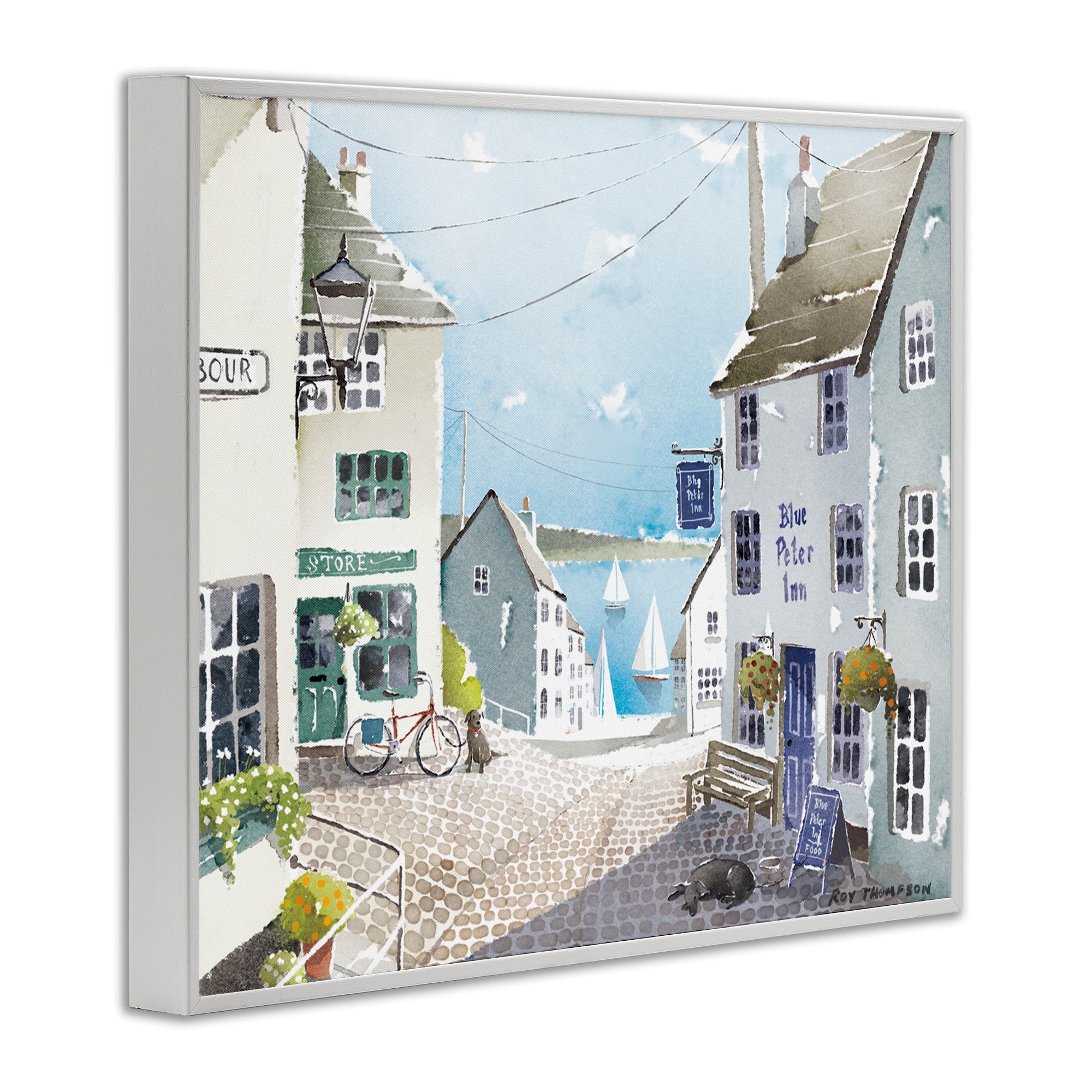 Stupell Industries Coastal Town Seaport Sailboats Framed Giclee Art