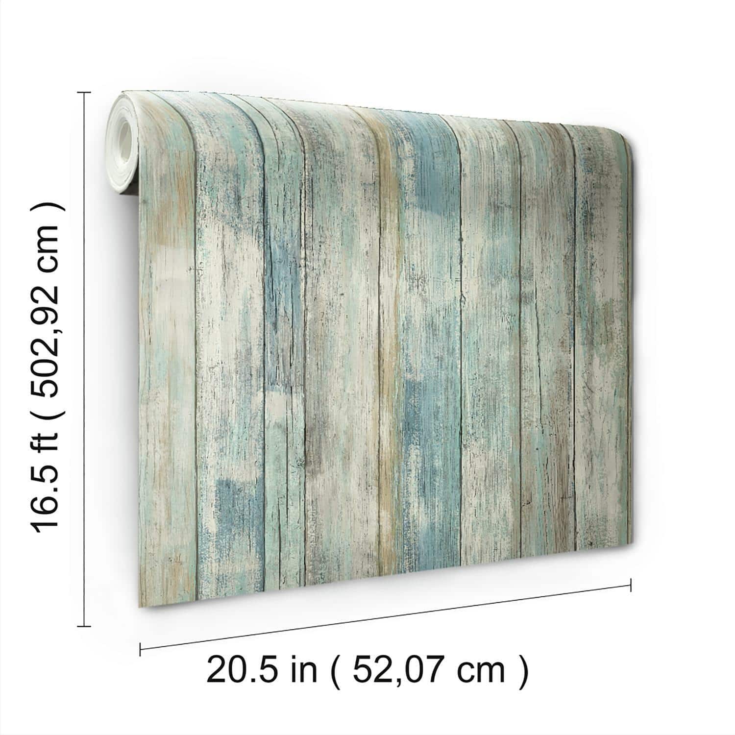 RoomMates Blue Distressed Wood Peel & Stick Wallpaper