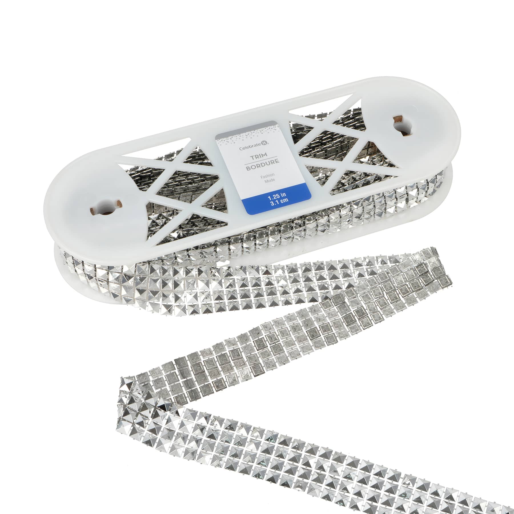 1.25" Silver Square Stud Mesh Trim by Celebrate It® Fashion Mode