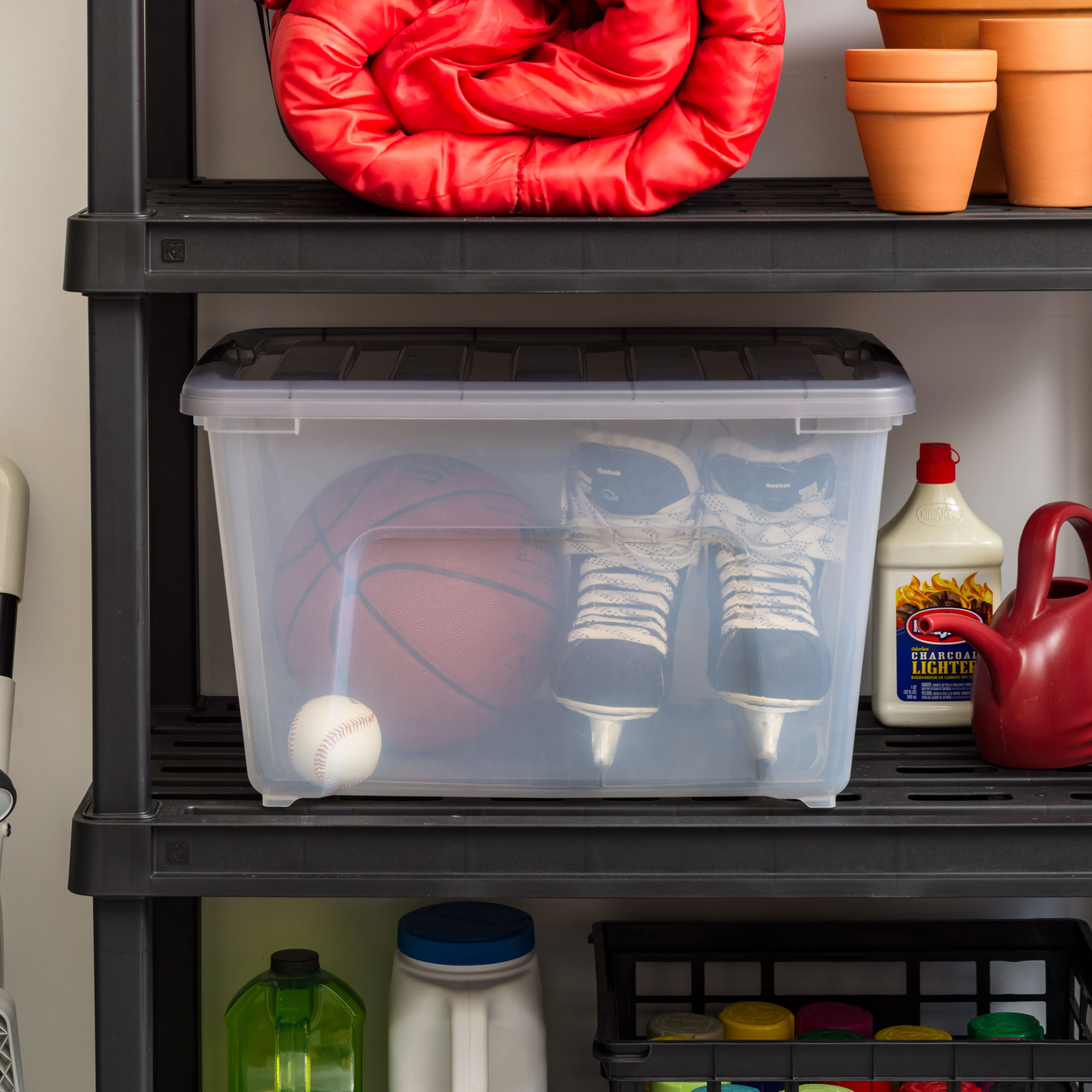 IRIS&#xAE; Stack &#x26; Pull&#x2122; Clear Storage Box with Gray Lid